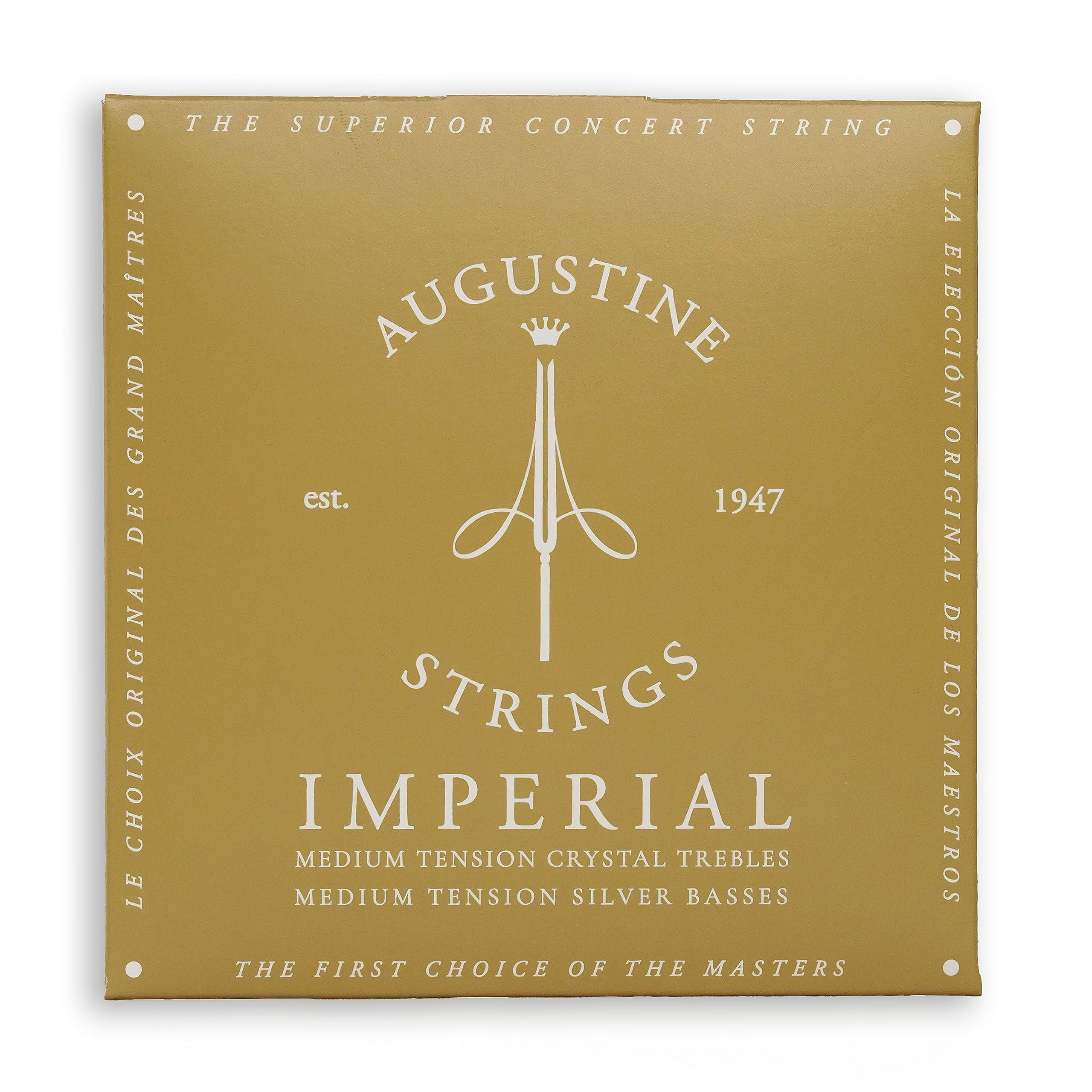 Augustine Imperial Medium Tension Crystal Nylon Guitar Strings - 1 Set | Premium Classical Guitar Strings for Warm Tone & Smooth Playability | Perfect for Beginners, Professionals & Live Performances