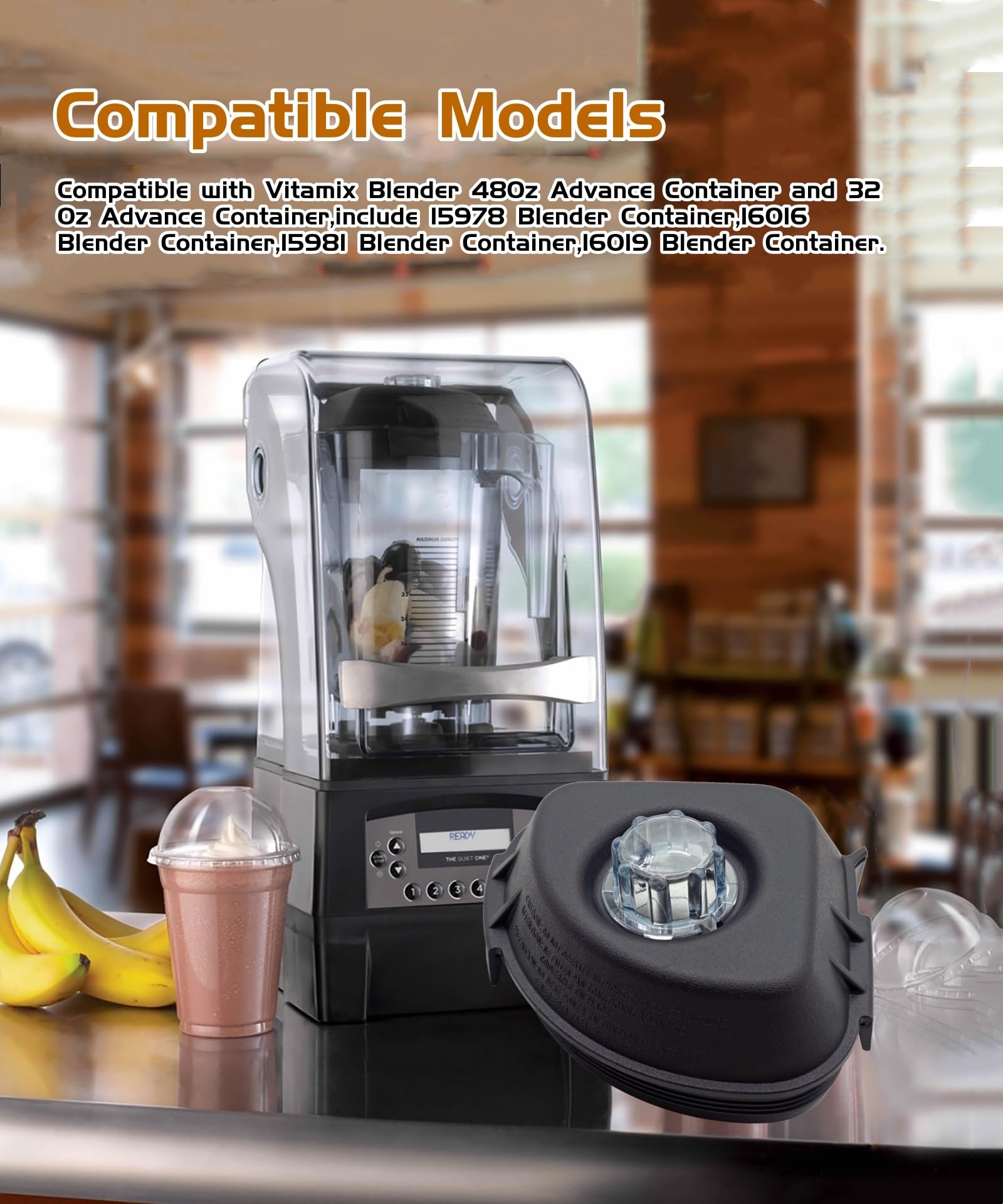 Vitamix Blender Lid Replacement with Plug - Compatible with 32 oz & 48 oz Advance Containers, Quiet One, VM0145, Models 15978 16016 15981 16019 - Perfect for Smoothies, Soups & Food Prep