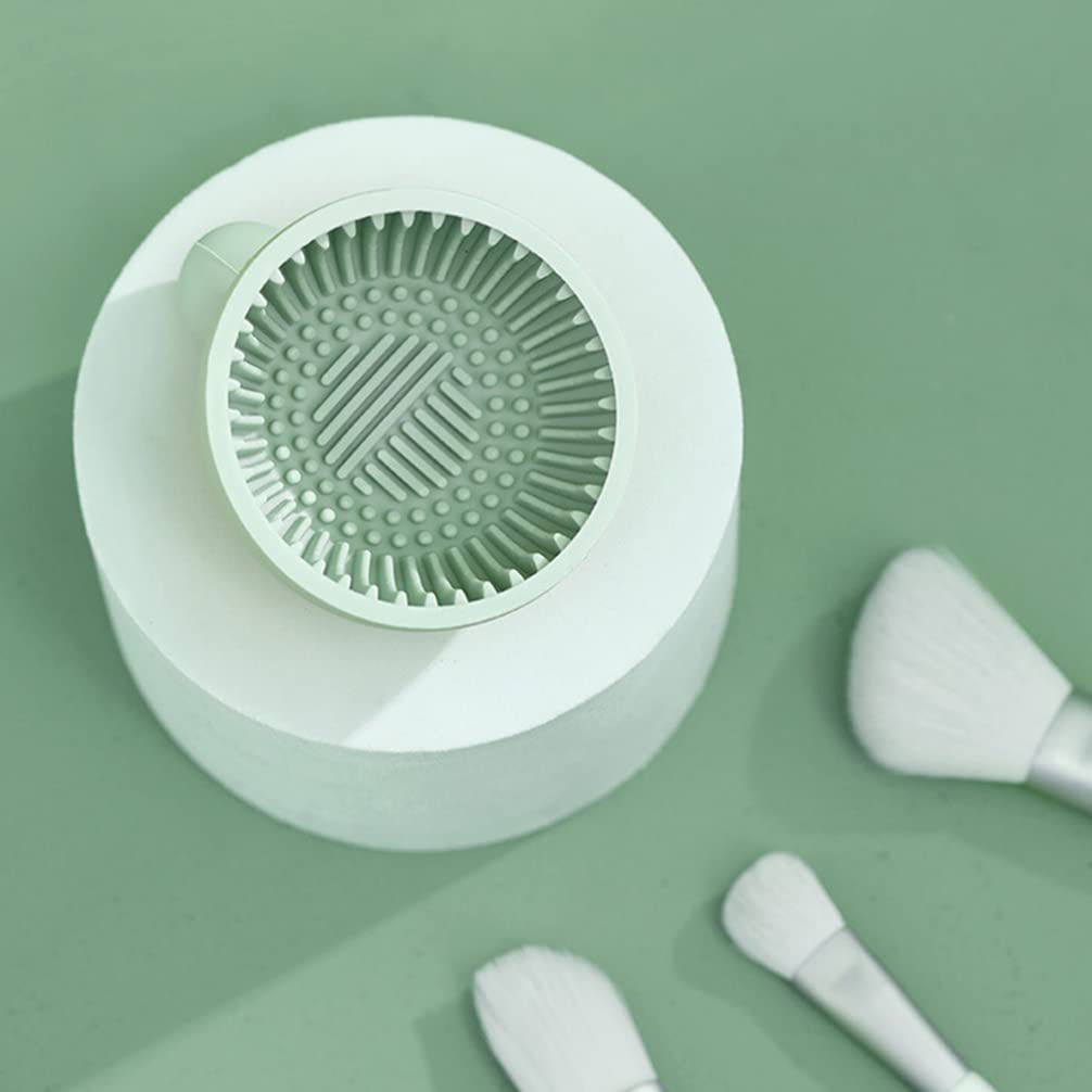 Professional Silicone Makeup Brush Cleaning Mat - Cosmetic Brush Cleaner Pad with Scrubber for Makeup Brushes, Sponges & Powder Puffs | Light Green Makeup Brush Cleaning Bowl for Easy Face & Beauty Tool Cleaning | Perfect for Home & Salon Use