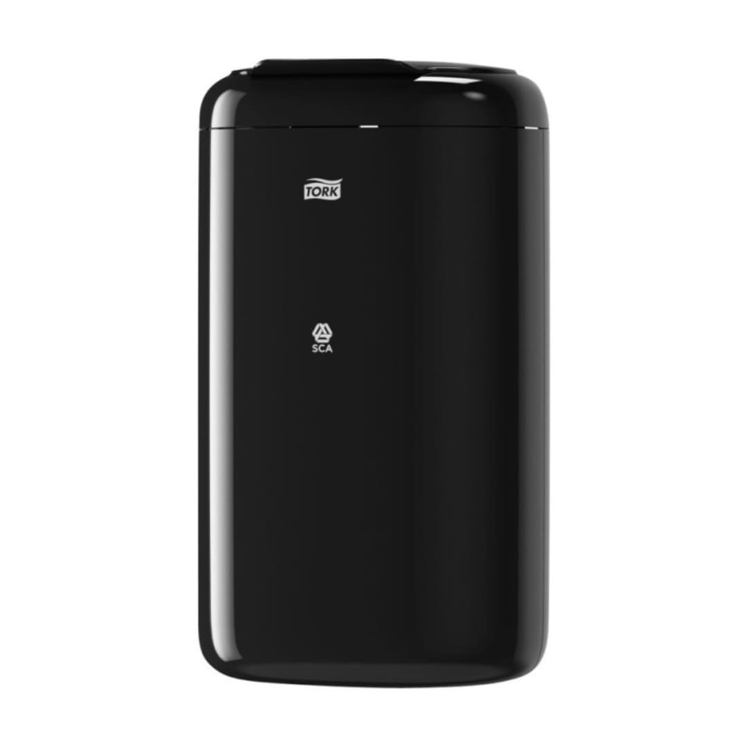 Tork B3 Small Trash Can - 5 Liter (1.3 Gallon) Black Waste Bin - 16.7cm x 33.8cm Compact Size for Office, Kitchen, Bathroom & Bedroom - Space-Saving Garbage Can with Lid (Model 564008)
