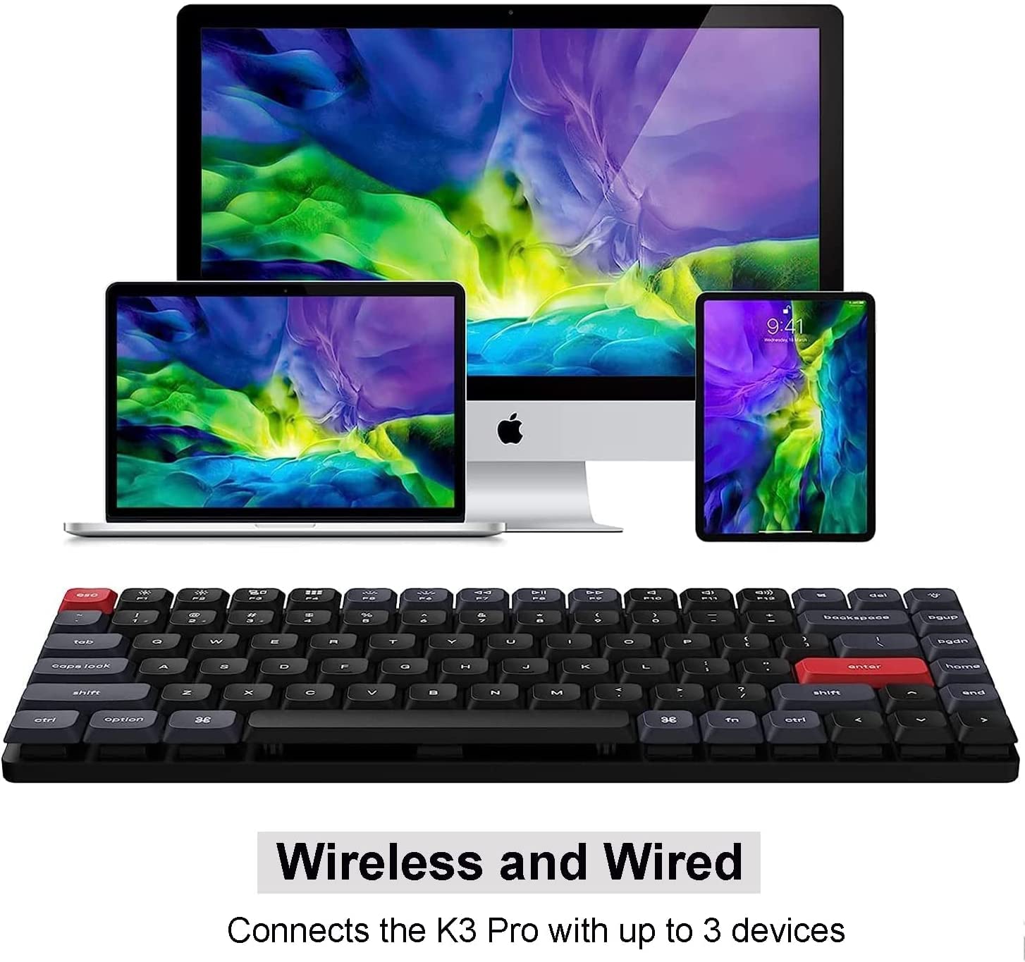 Keychron K3 Pro Ultra-Slim Wireless Mechanical Keyboard - Customizable QMK/VIA Programmable Macros, 75% Compact Layout with RGB Backlight, Low-Profile Gateron G Pro Switches & PBT Keycaps for Mac/Windows/Linux - Perfect for Gaming, Coding & Office Work