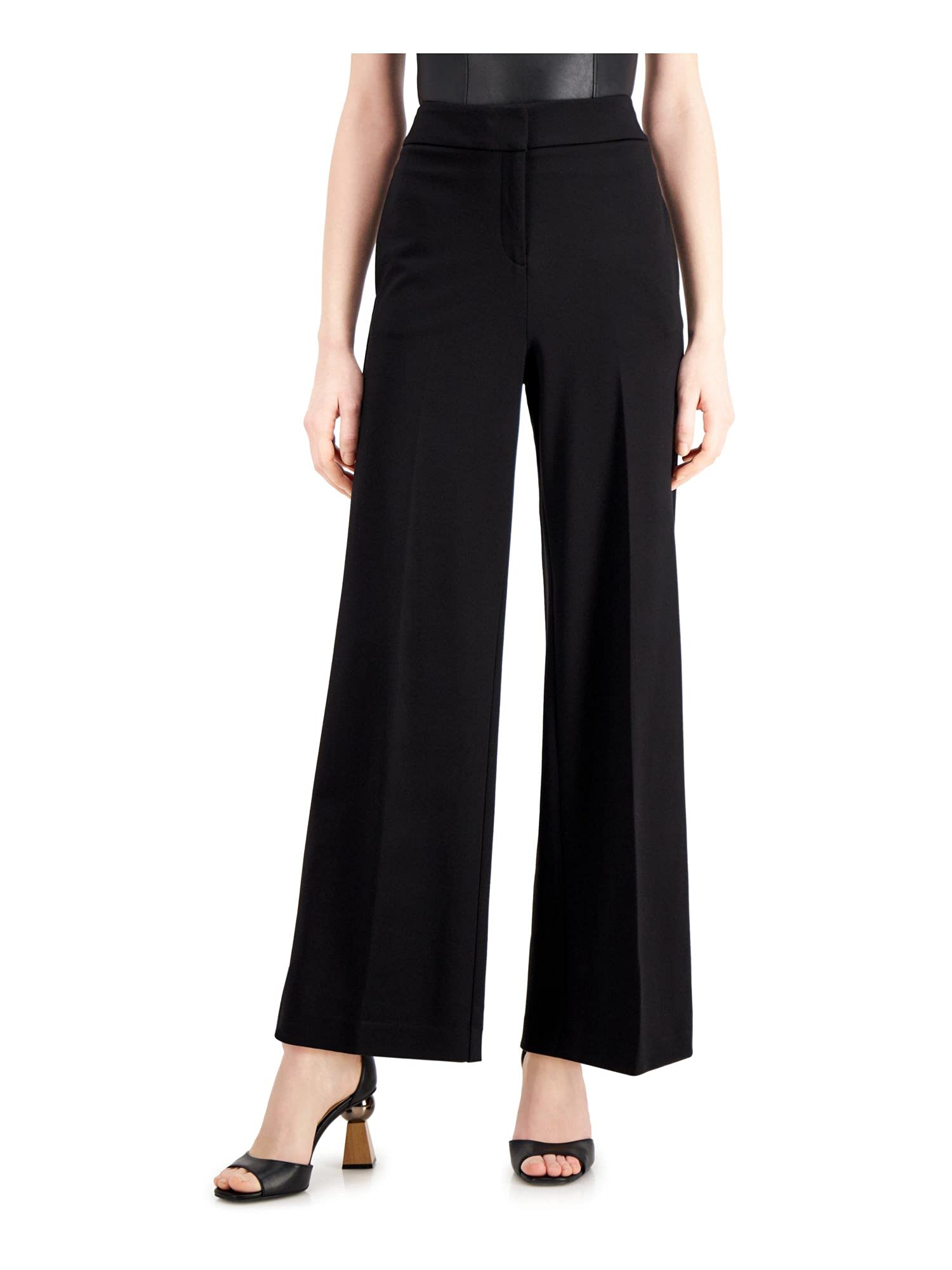 Alfani Women's Solid Casual Wide Leg Pants - Comfortable Stretch Trousers for Work, Office & Everyday Wear | Plus Size Options Available