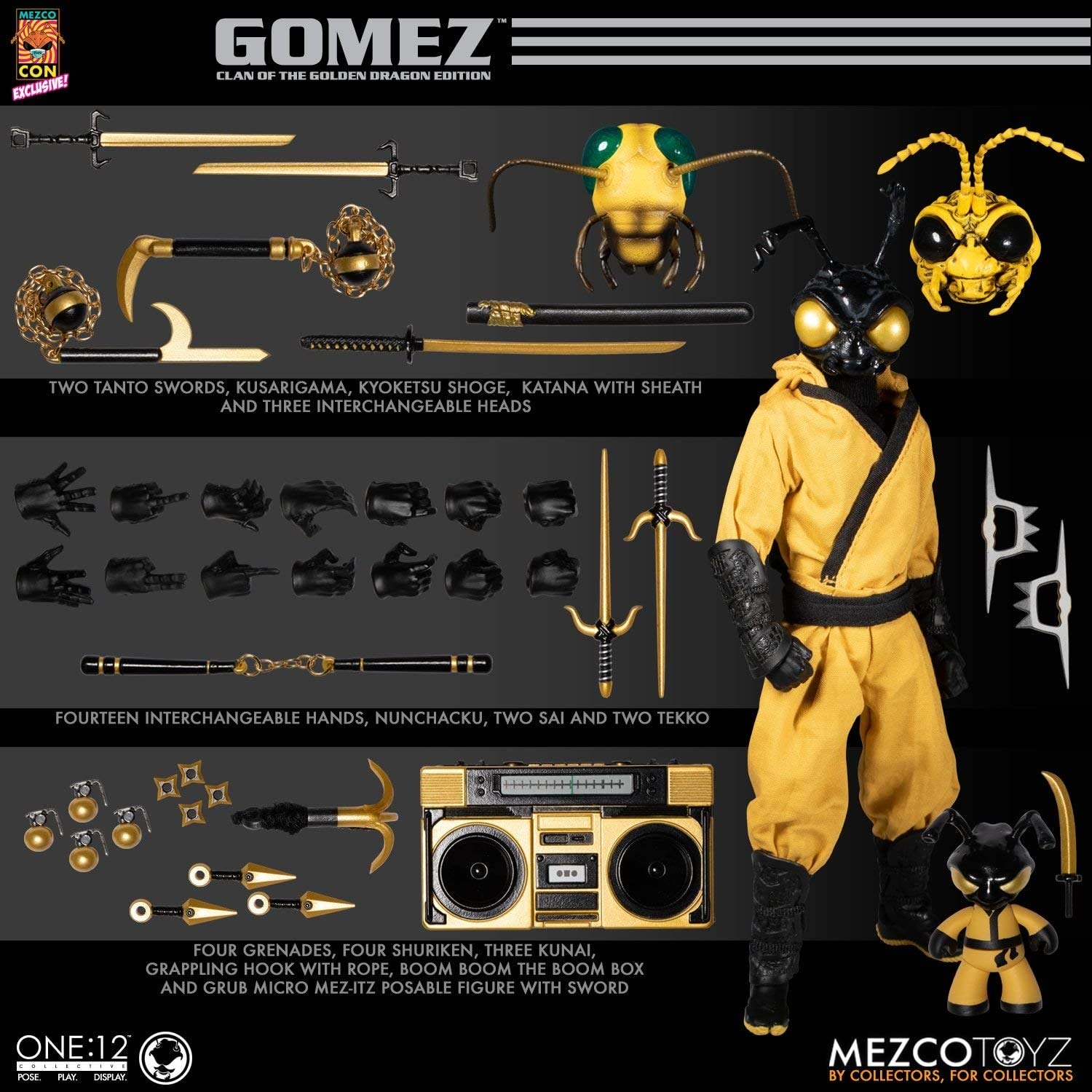 Mezco One:12 Collective Gomez Action Figure - The Clan of The Golden Dragon Edition (2020 Con Exclusive) | Limited Edition Collectible for Display & Comic Conventions