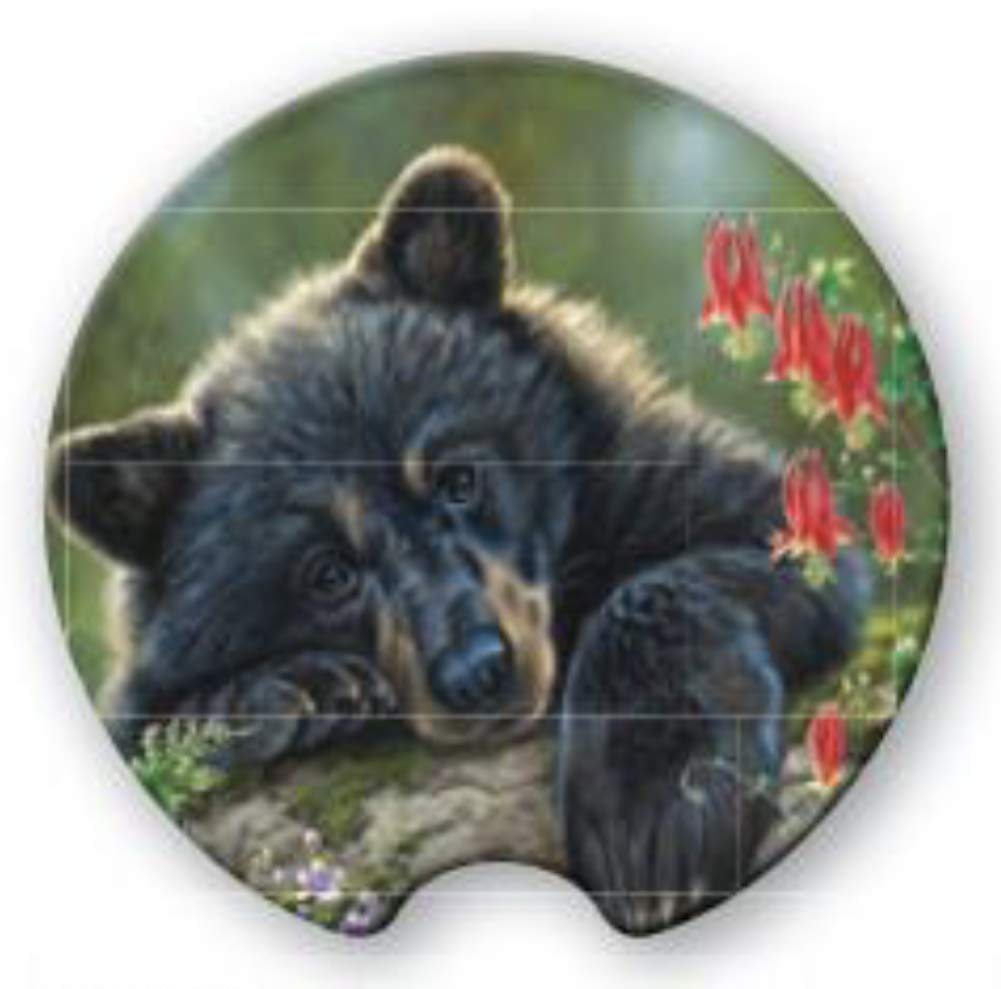 Absorbent Car Coaster Bear Cub CHC71 - Non-Slip Cup Holder Mat for Coffee & Drinks - Perfect for Vehicles, Office Desks & Home Use