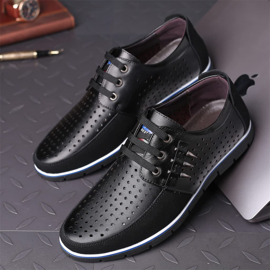 Men's Leather Slip-On Sneakers - Comfortable Business Casual Dress Shoes for Walking, Office & Outdoor Wear | Breathable Loafers for Fashion & Leisure Activities
