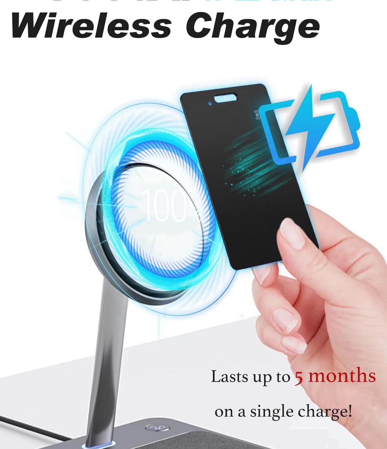 Wallet Finder Tracker Card - Wireless Charging Smart Tracker for Apple Find My (iOS) | IP68 Waterproof | Locate Wallet, Luggage, Car Keys & Backpack | Perfect for Travel, Work & Daily Use