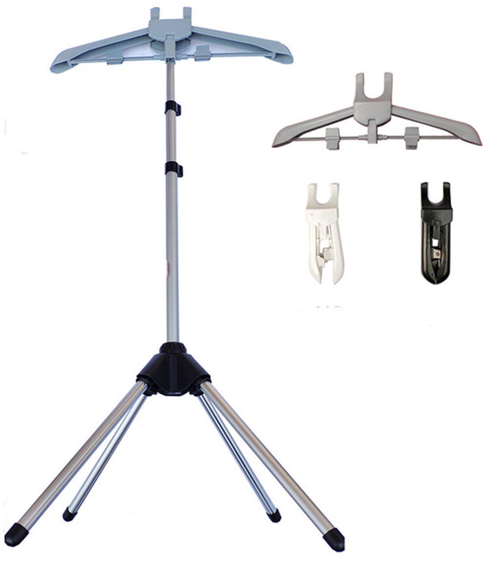 Multi-Purpose Garment Steamer Holder & Clothes Hanger - Adjustable Drying Rack, Ironing Steamer Bracket, Pants Hanger & Folding Hanger Accessories (Black) - Perfect for Home Laundry, Travel & Professional Garment Care