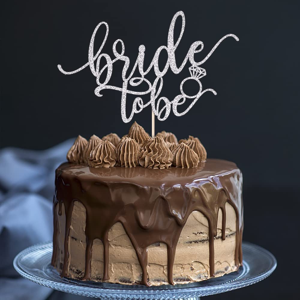 Elegant Glitter Bride-to-Be Cake Topper - Silver Wedding Cake Decoration for Bridal Showers, Bachelorette Parties & Wedding Celebrations | Perfect for Anniversary Cakes and Romantic Dessert Displays