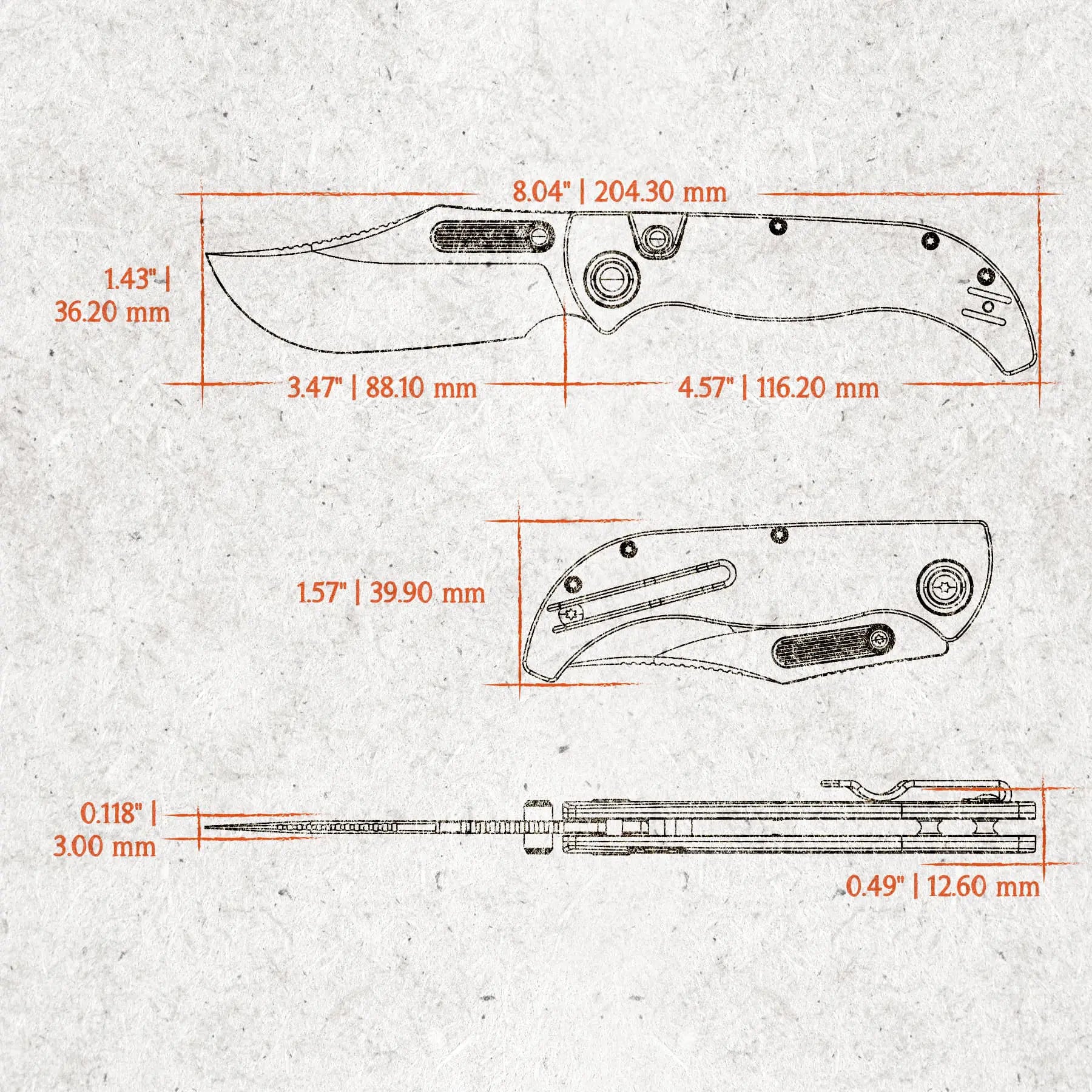 Naga Copper Raindrop Micarta Pocket Knife with S35VN Steel Blade - EDC, Camping, Outdoor Survival & Everyday Carry Tool (Model A3904)