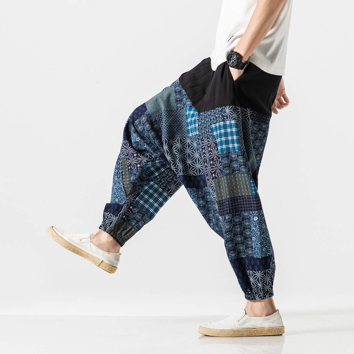 Seidarise Men's Harem Pants - Drop Crotch Lounge Pants, Plus Size Genie Pants & Yoga Joggers for Men - Comfortable Balloon Pants for Meditation, Yoga, and Casual Wear