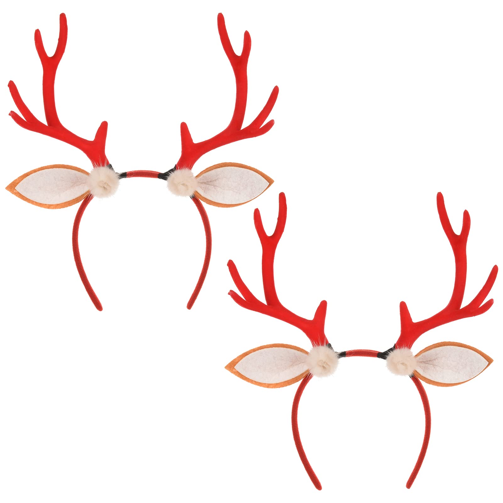Beautyflier 2PCS Cute Antler Headbands for Women - Christmas Costume Accessories for Holiday Parties, Family Dinners & Festive Photo Shoots