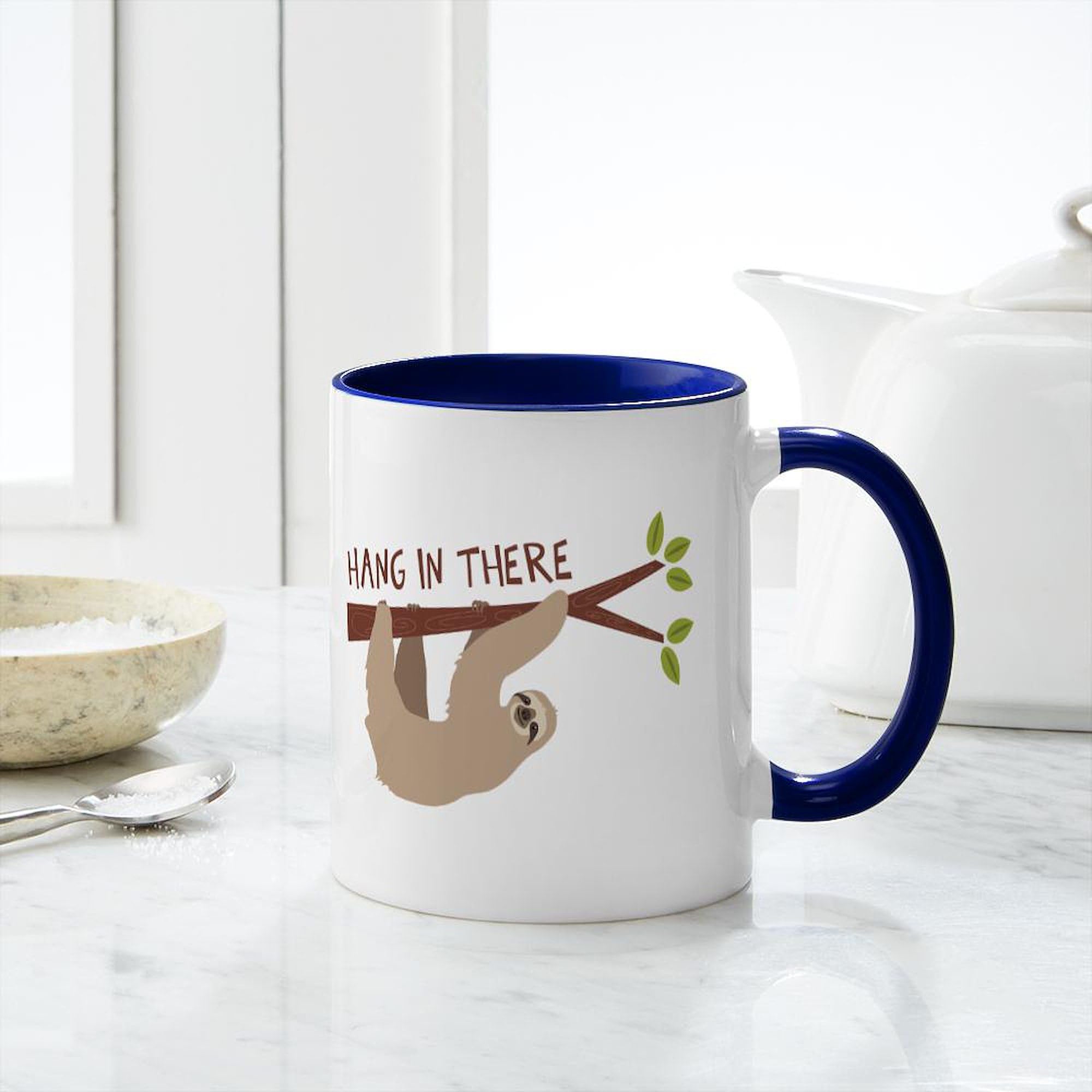 Hang In There Ceramic Coffee Mug - 11 oz (325 ml) White Coffee Cup - Perfect for Office, Home, or Gifts - Funny Motivational Mug for Tea & Coffee Lovers