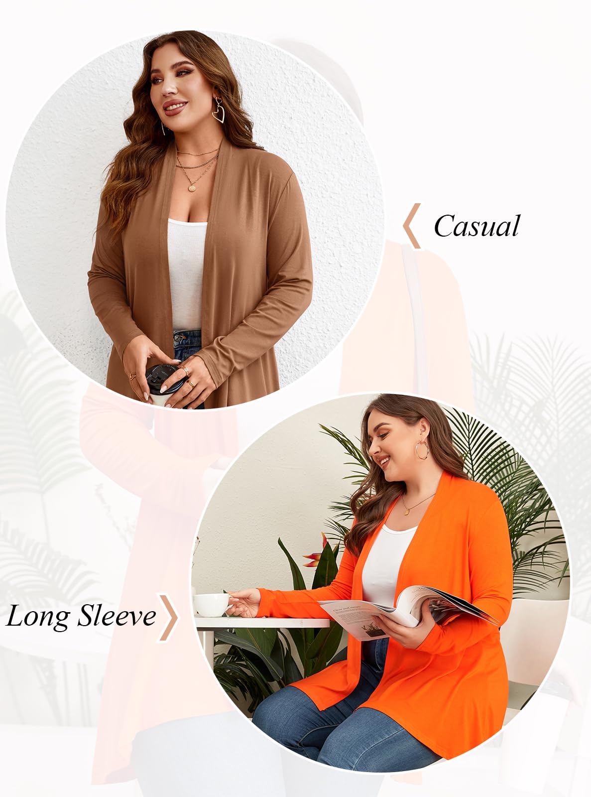 Anymiss Women's Plus Size Lightweight Cardigan Jacket - Long Sleeve Kimono Cover Up for Spring & Summer (Sizes 1X-5X) | Perfect for Office, Beach Cover-Up, Casual Outfits & Layering