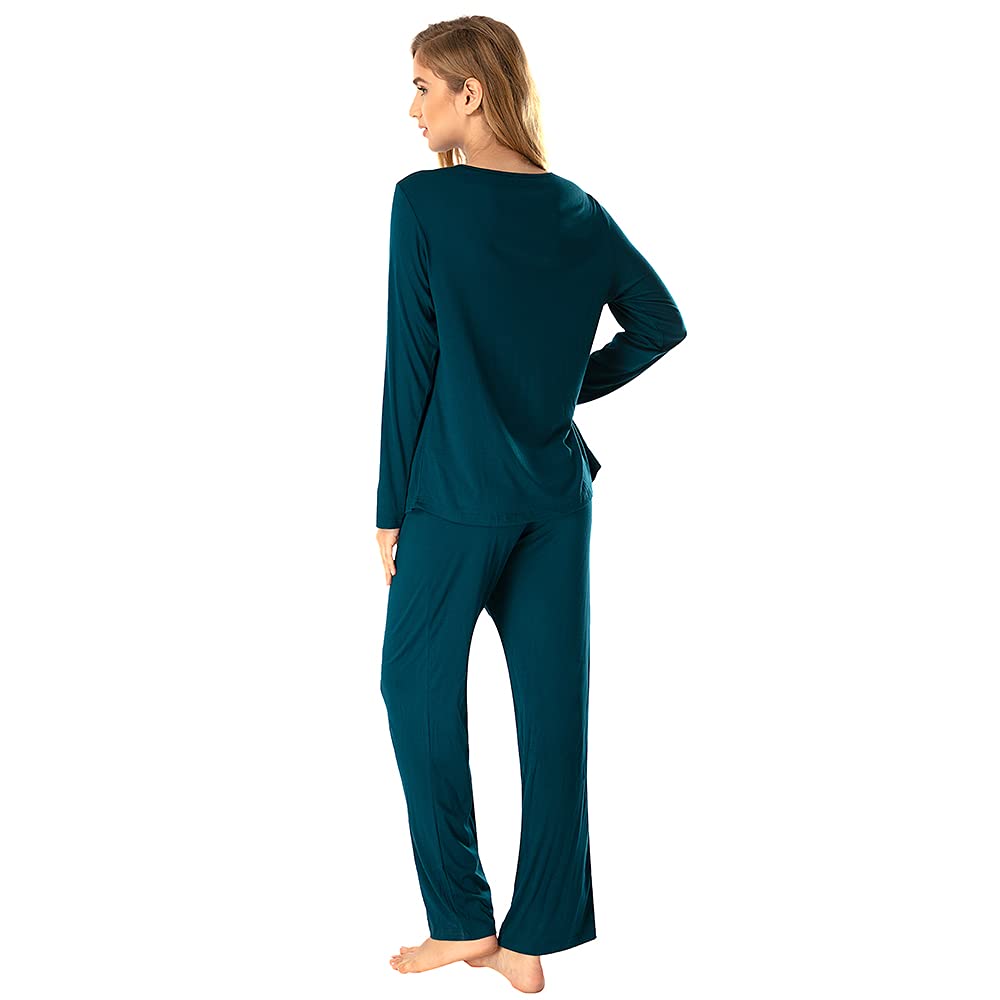 MANCYFIT Women's Soft Long Sleeve Pajama Set - V-Neck Sleepwear & Lounge PJS for Cozy Nights, Home Relaxation and Gift Giving