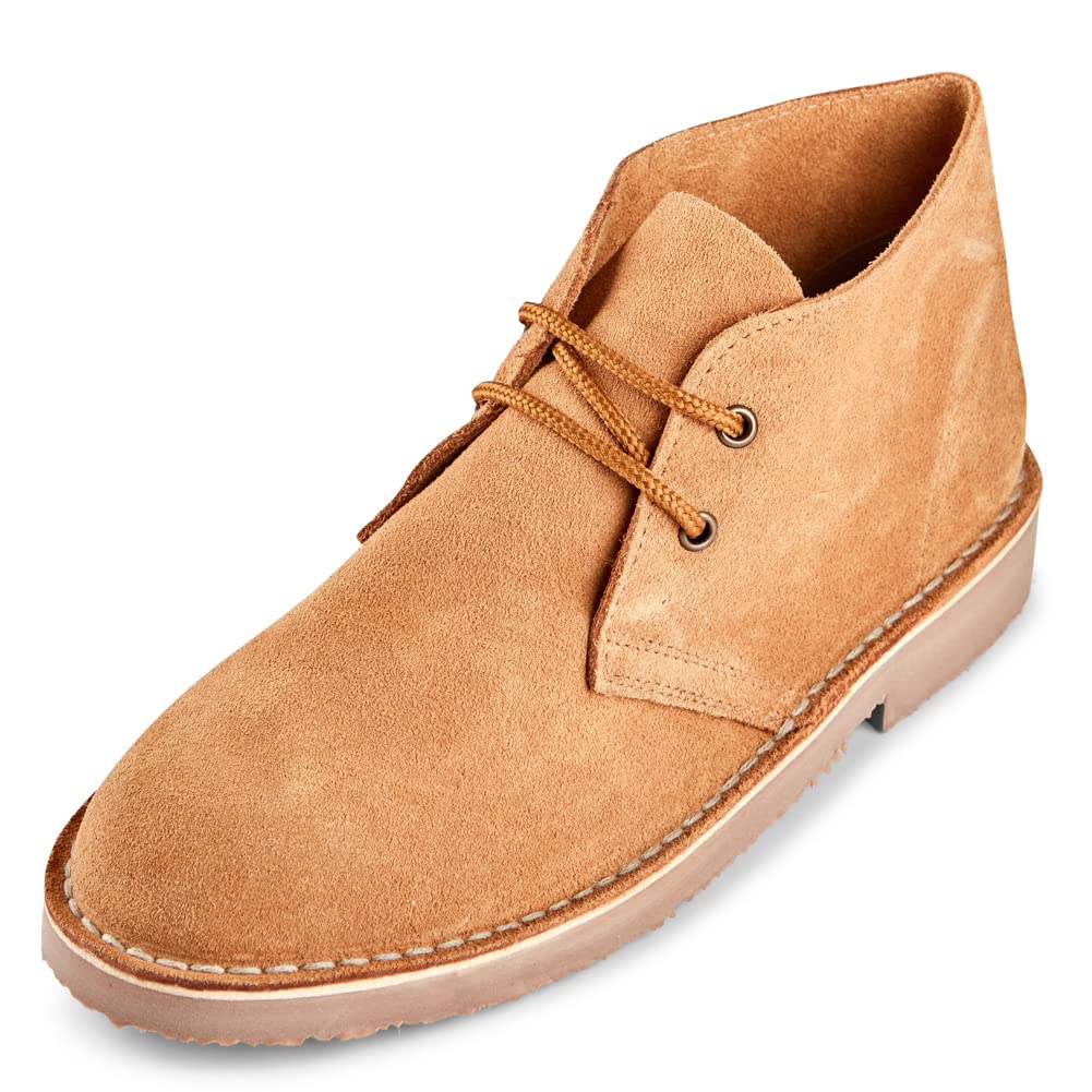 Men's Suede Desert Boots - Sand Brown - Size UK 12 (US 13) - Comfortable Casual Shoes for Outdoor Walking, Travel & Everyday Wear