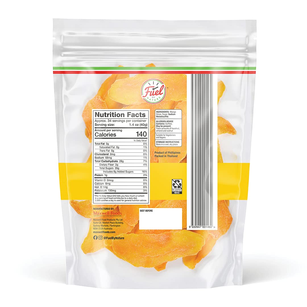 Premium Dried Mango Slices by Fuel By Nature | 3lb Bulk Bag | Organic Philippine Mangoes | High Energy Healthy Snack | Vegan, Gluten-Free | Perfect for Hiking, Office & Kids Lunchboxes