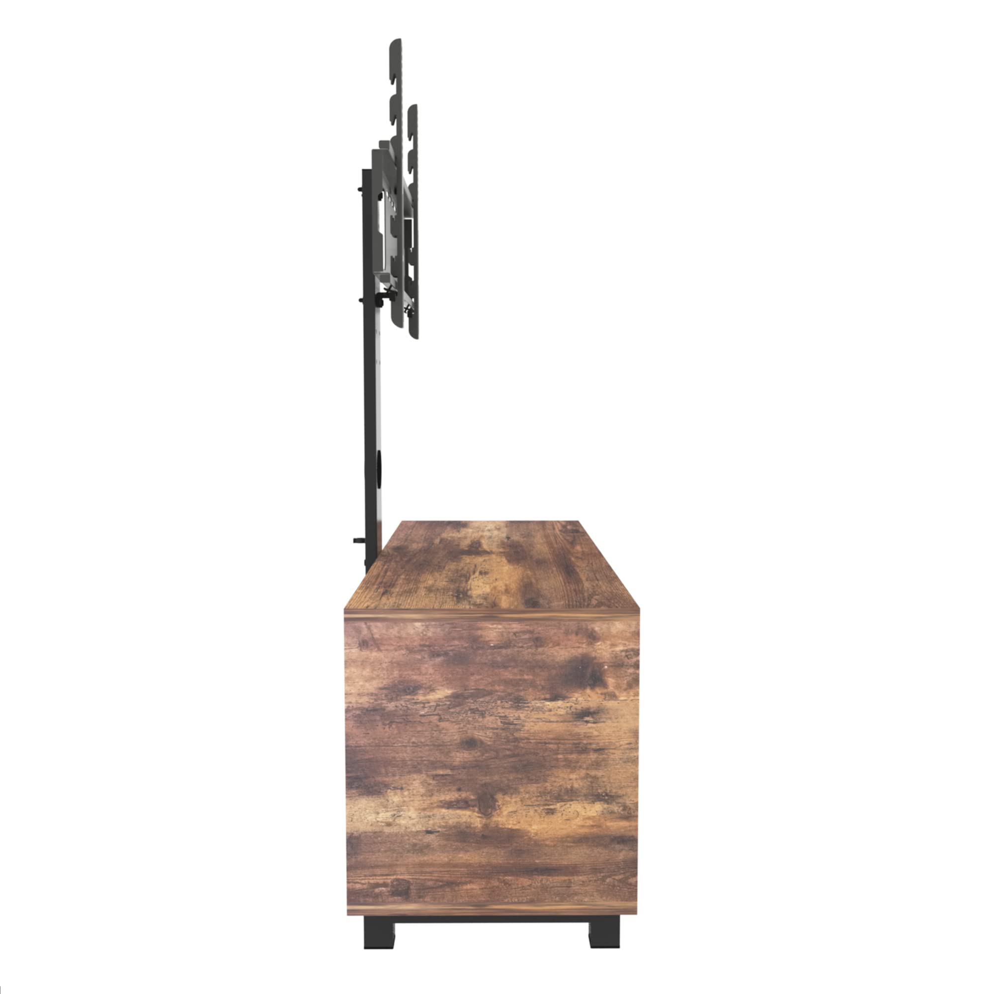 Rustic Brown TV Stand with Push-to-Open Storage Cabinet - 65 Inch Wood & Glass Entertainment Center for Living Room or Bedroom - Perfect for Home Theater Setup and Media Organization