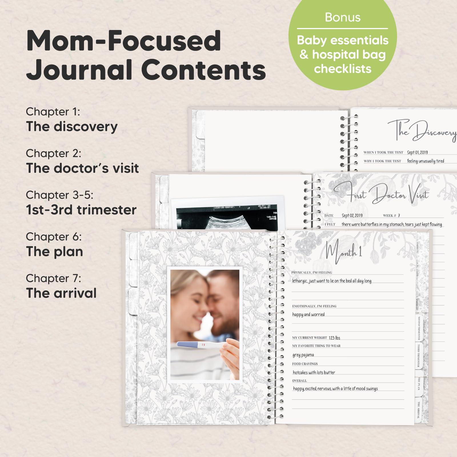 Pregnancy Journal & Memory Book - 80 Page Hardcover Baby Book for Expecting Moms | First Time Mom Gift Idea | Pregnancy Announcement & Baby Album | Perfect Baby Shower Gift for New Mothers | Track Pregnancy Milestones & Create Lasting Memories (Clay Cover)
