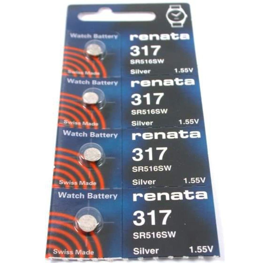 Renata 317 Watch Batteries 4 Pack - Long-Lasting Silver Oxide Battery for Watches, Calculators & Small Electronics - Perfect Replacement for Timex, Casio & Seiko Watches