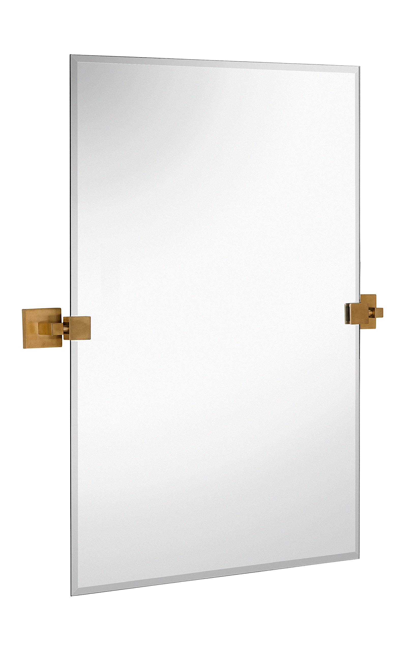 20x30 Inch Pivot Wall Mirror with Brushed Gold Brackets - Frameless Rectangular Bathroom Vanity Mirror, Adjustable & Tilting Design for Modern Farmhouse Decor - Perfect for Bathrooms, Bedrooms, and Entryways