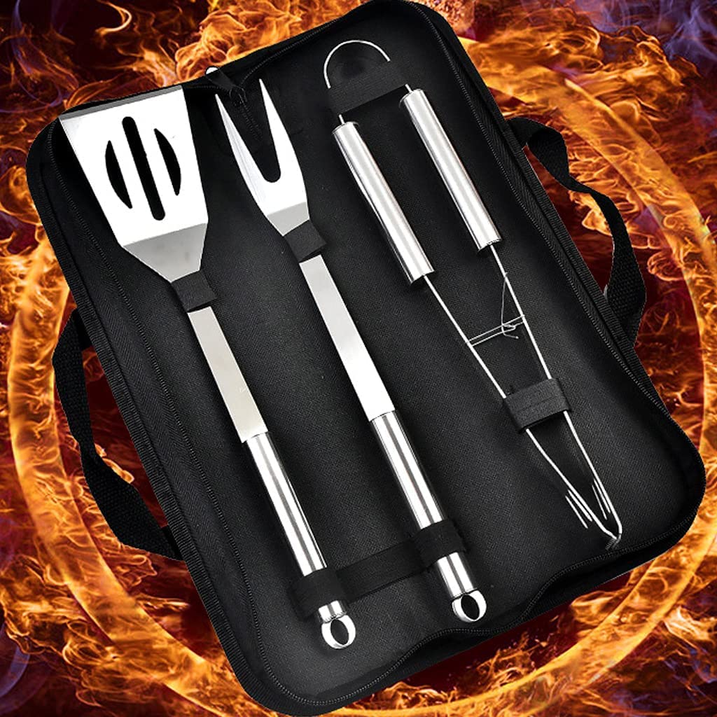 3-Piece Professional BBQ Grill Tools Set - Stainless Steel Grill Accessories for Chefs & Outdoor Cooking | Perfect for Backyard, Restaurant & Outdoor Kitchen BBQ Parties