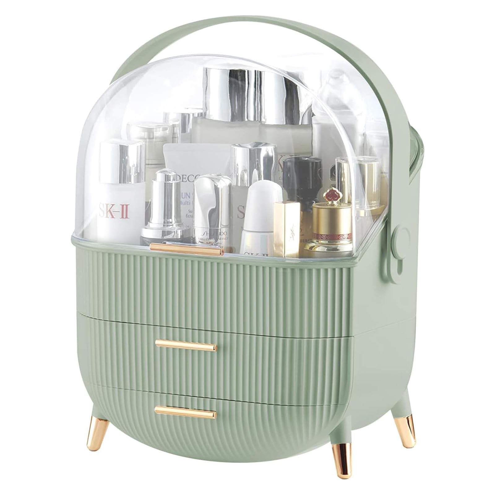 Makeup Organizer with Lid & Drawers - Vanity Cosmetic & Skincare Storage Case for Countertop, Bathroom, Dresser - Perfect Women's Gift for Home & Travel Organization