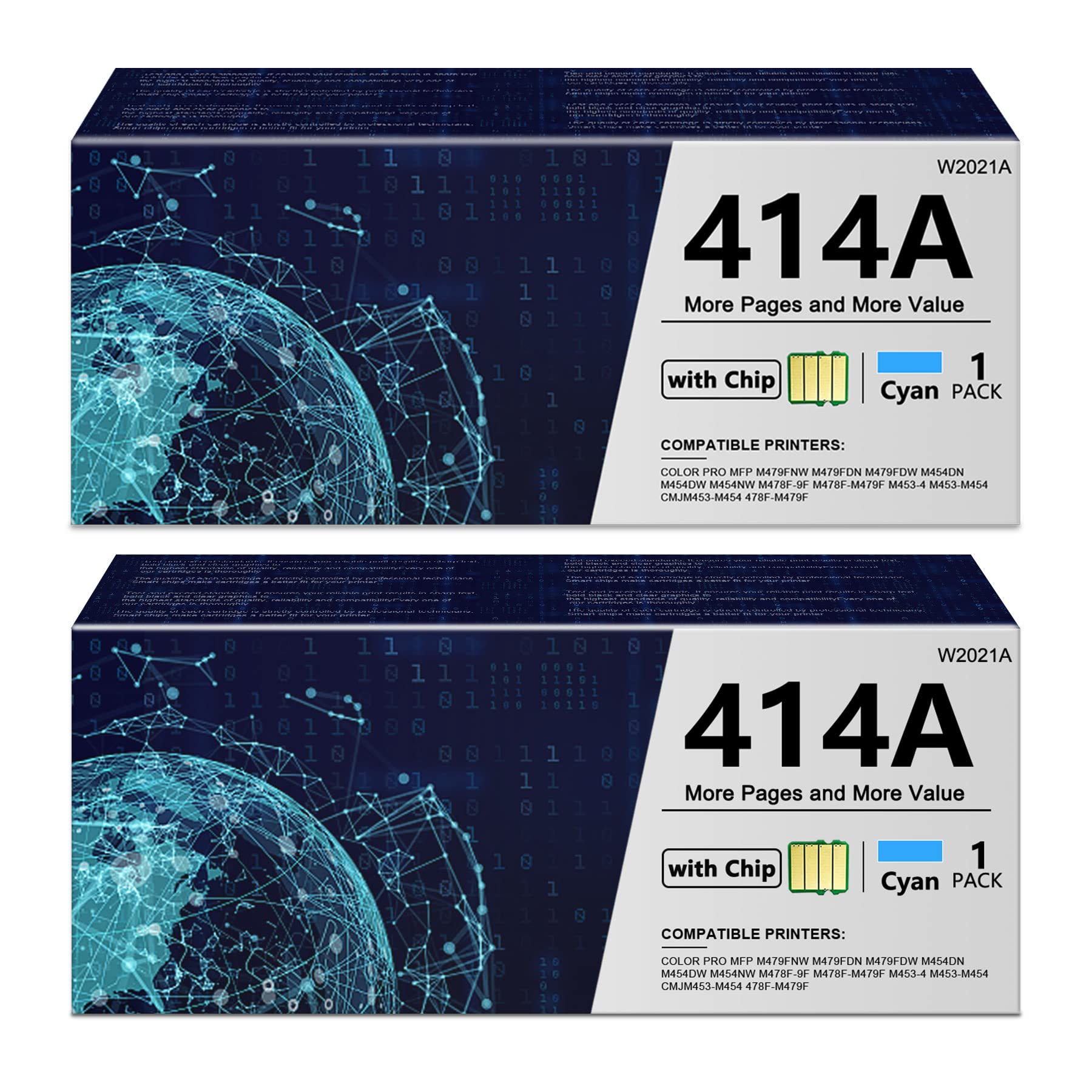 ZEOSEROE 2 Pack High Yield Compatible 414A W2021A 414X Toner Cartridge - Replacement for HP Color Pro MFP M479fnw, M479fdn, M454nw, M478f-9f, M478f-M479f, M453-4, M453-M454, 478f-M479f Printers - Ideal for Office, Home & Business Printing Needs