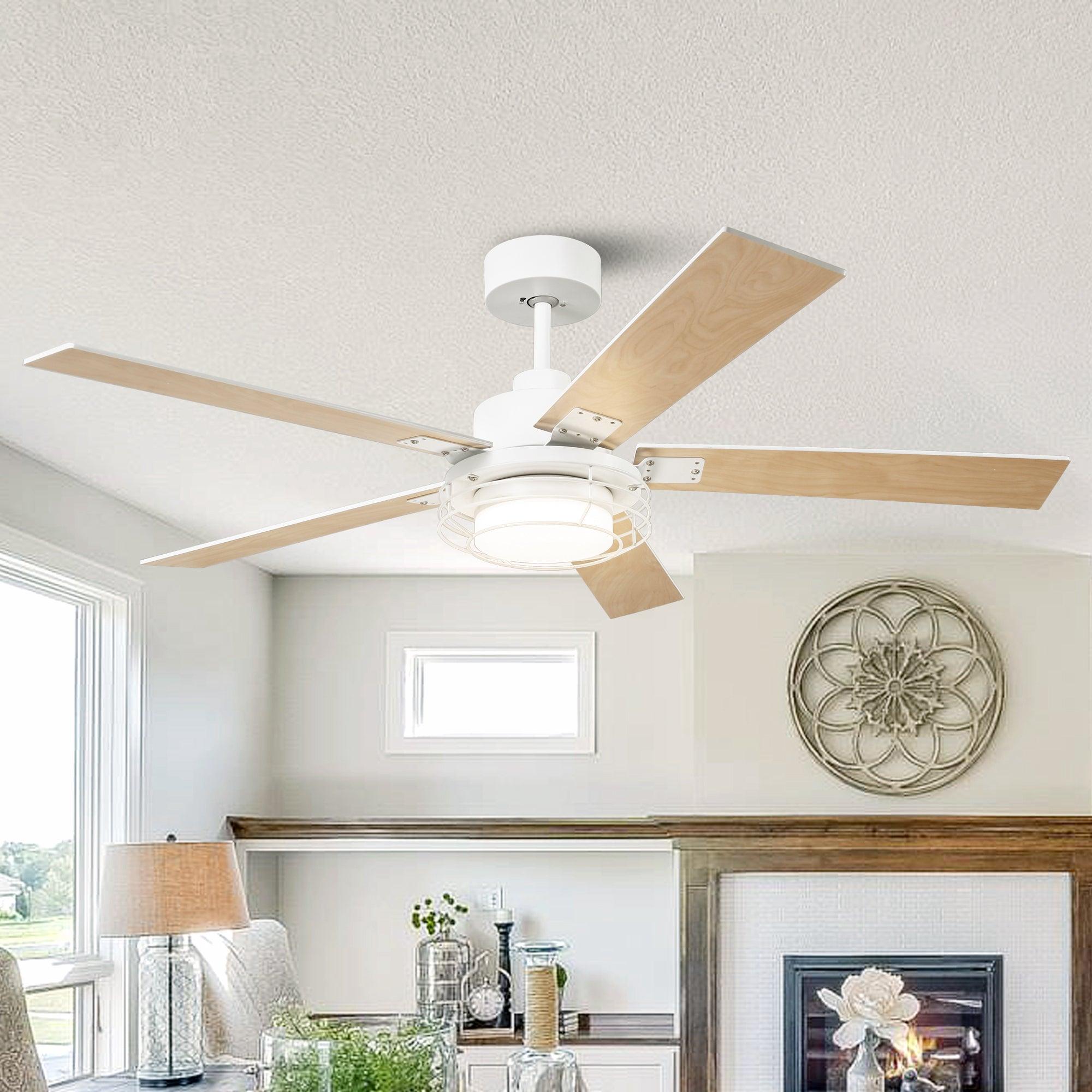 52 Inch Bernice DC Motor Industrial Ceiling Fan with LED Light and Remote Control - Perfect for Warehouses, Garages, and Large Spaces