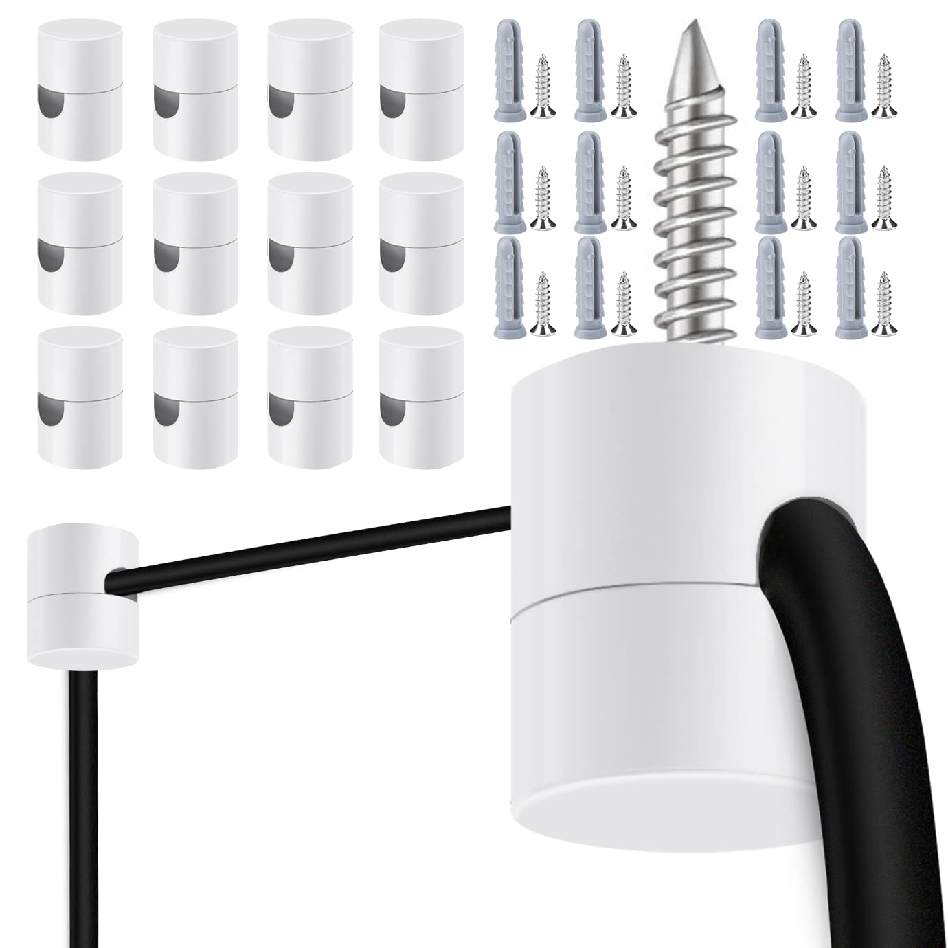 QUACOWW 12 Pack White Swag Hooks for Ceiling - Heavy Duty Pendant Light Hanging Hooks, DIY Lamp Hooks for Chandeliers, Pendant Lighting Fixtures - Perfect for Bedroom, Living Room, Kitchen Decor