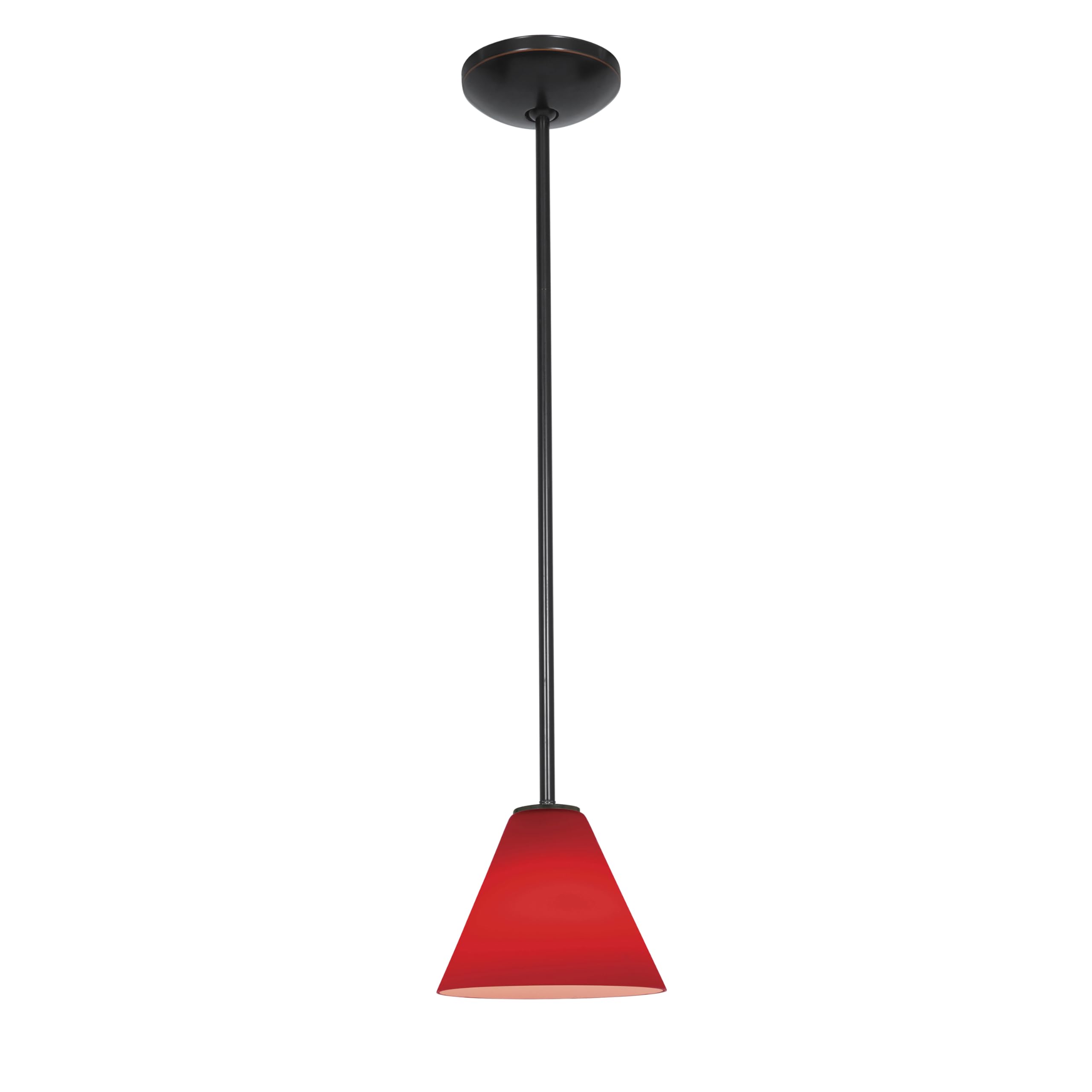 Elegant Oil Rubbed Bronze Martini Glass Pendant Light with Red Glass Shade - Vintage Bar Lighting Fixture for Home, Restaurant, and Lounge Decor