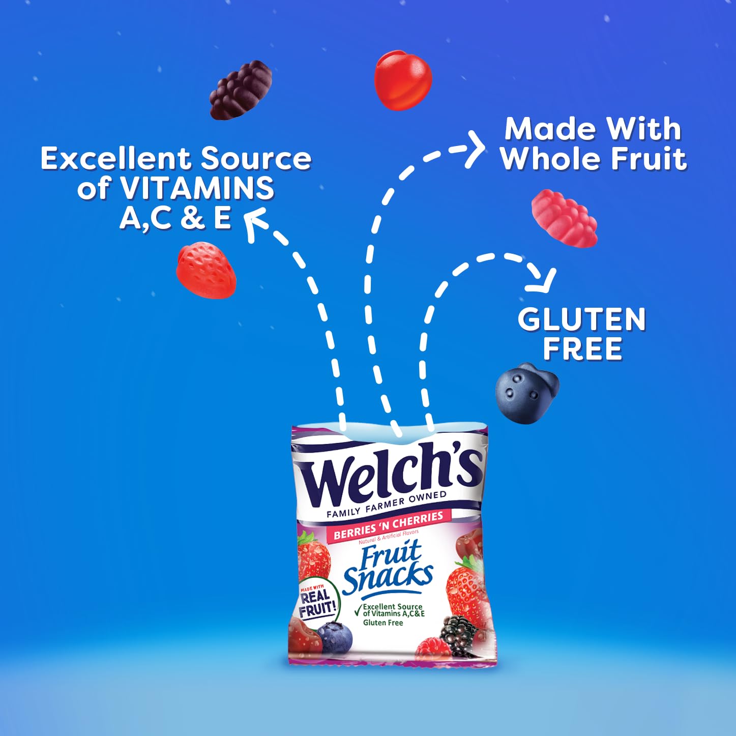 Welch's Mixed Fruit Snacks - Berries 'N Cherries Flavor, 5oz (Pack of 12) | Bulk Healthy Snacks for Kids Lunch Box, School, Office & Road Trips | Gluten Free, No Artificial Flavors
