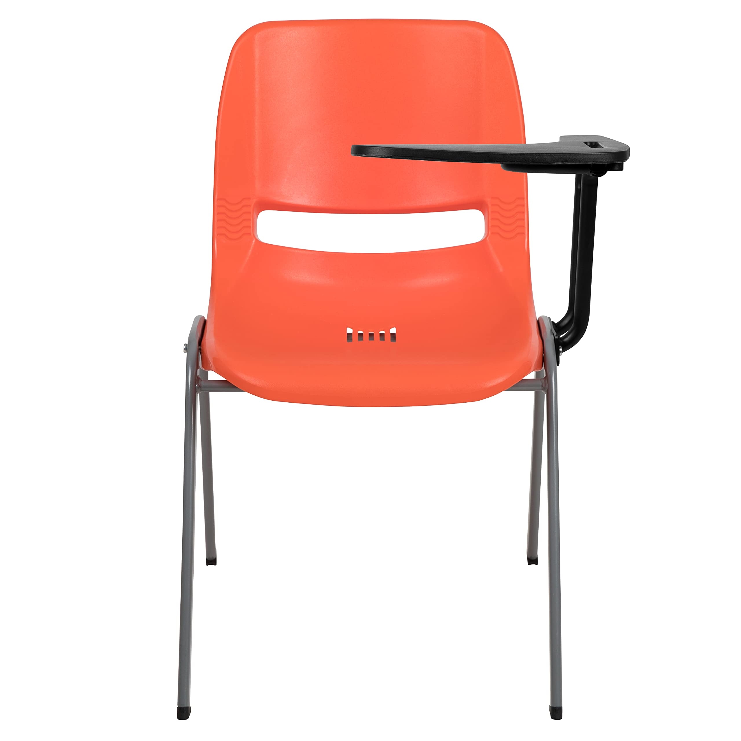 Ergonomic Orange Shell Chair with Left-Handed Flip-Up Tablet Arm - Adjustable Office Desk Chair for Home & Work - Perfect for Remote Work, Gaming & Study