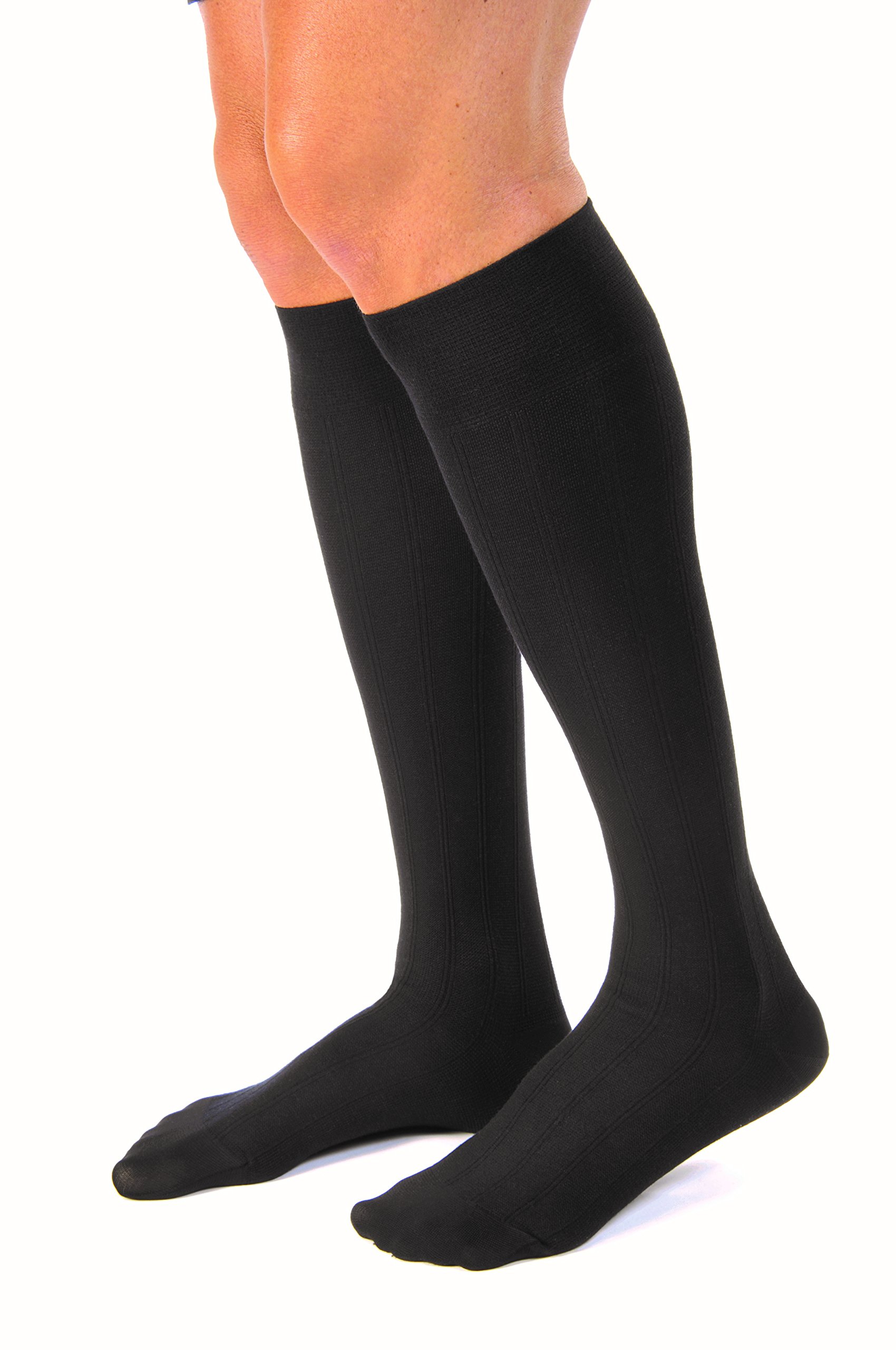 JOBST 113139 Men's Knee High Compression Socks 30-40 mmHg - Closed Toe, Large Tall, Black - Ideal for Travel, Sports & Varicose Vein Relief