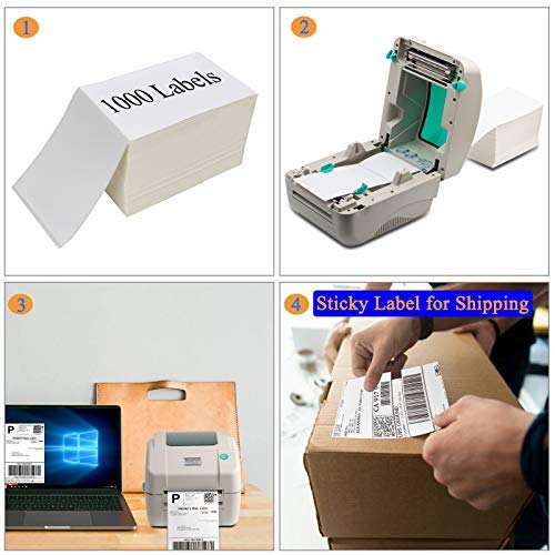 OausTect 4x6 Thermal Shipping Labels - 10,000 Fanfold Labels for Rollo & Zebra Printers - Perforated Direct Thermal Labels (10 Packs/10000 Labels) - Perfect for E-commerce, Logistics & Small Business Shipping Needs