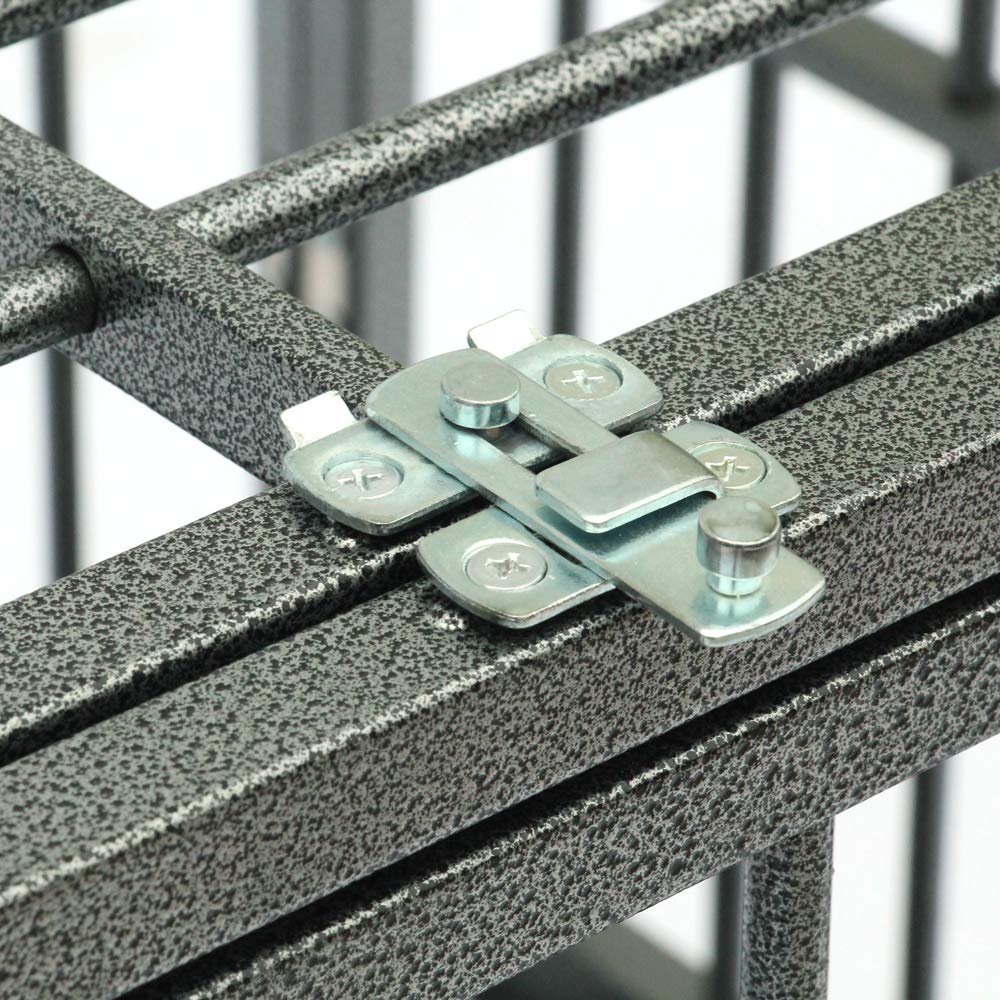 42 Inch Heavy Duty Folding Dog Crate with Wheels - Double Door Metal Pet Kennel with Divider Panel & Secure Double Latch - Large Square Tube Animal Cage for Medium to Large Dogs - Perfect for Home, Travel & Training (Gray)