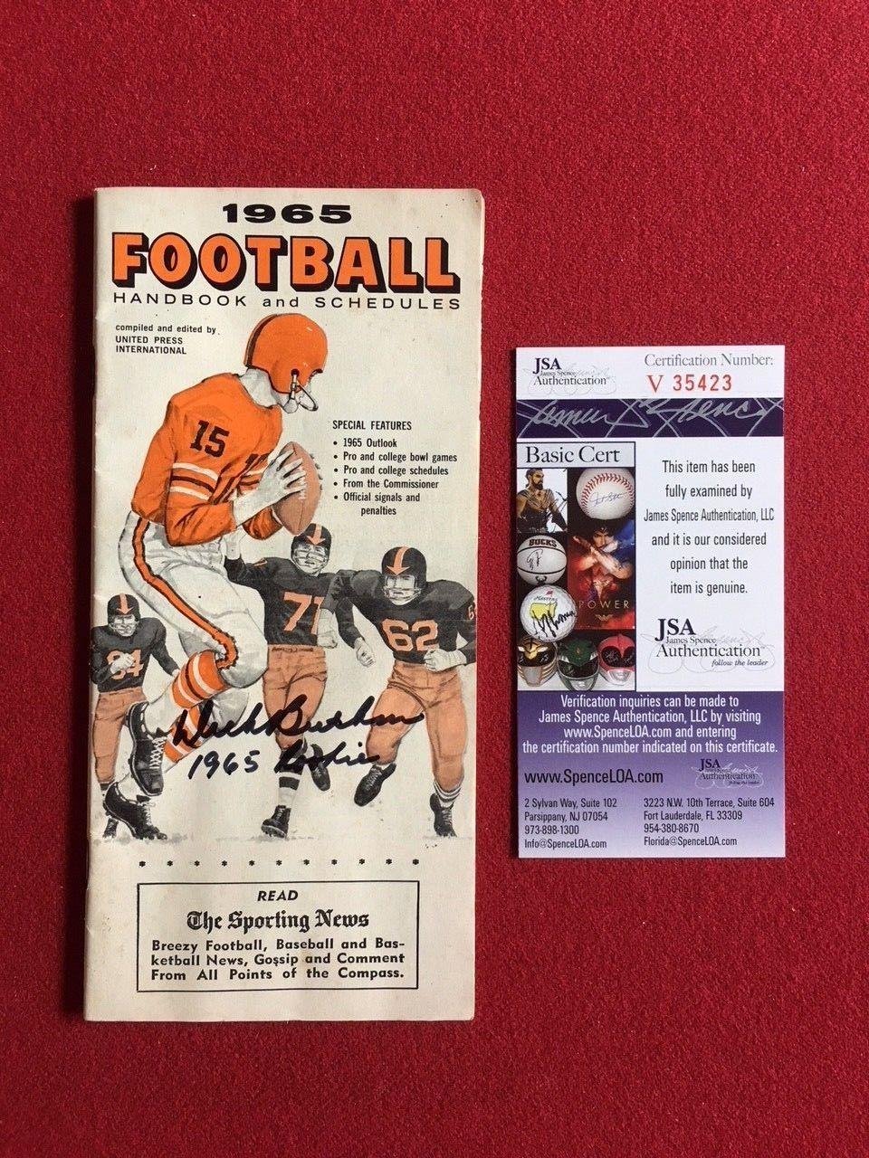 1965 Dick Butkus Autographed Football Handbook & Schedules with JSA Certification - Rare NFL Memorabilia for Collectors and Sports Fans - Perfect for Display in Man Caves, Sports Bars, and Memorabilia Collections