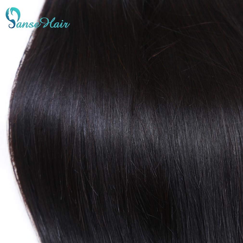 100% Unprocessed Peruvian Straight Human Hair Weave Bundles with 5x5 Lace Closure (10A Grade) - 3 Bundles + Free 20