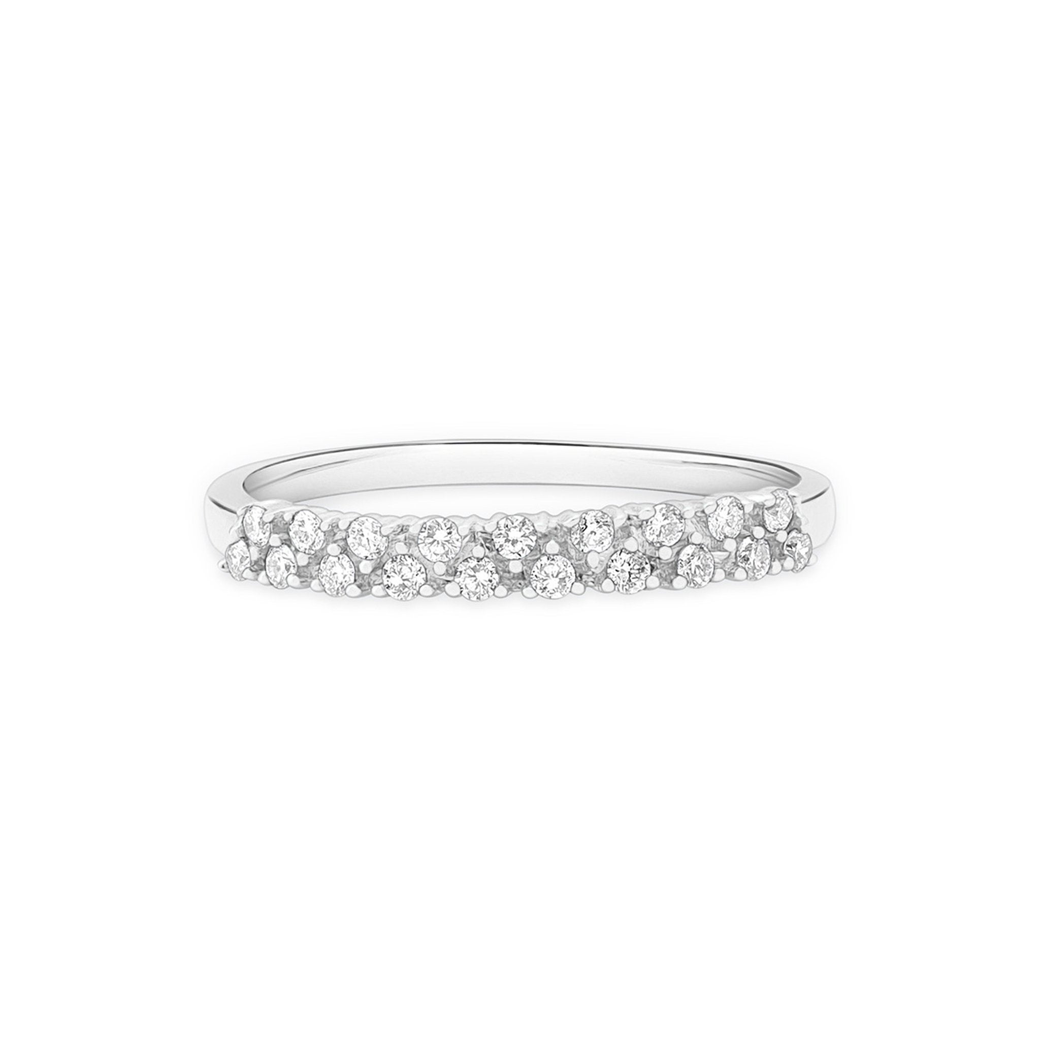 14K White Gold Double Row Diamond Eternity Band Ring for Women - Perfect for Anniversaries, Weddings & Special Occasions