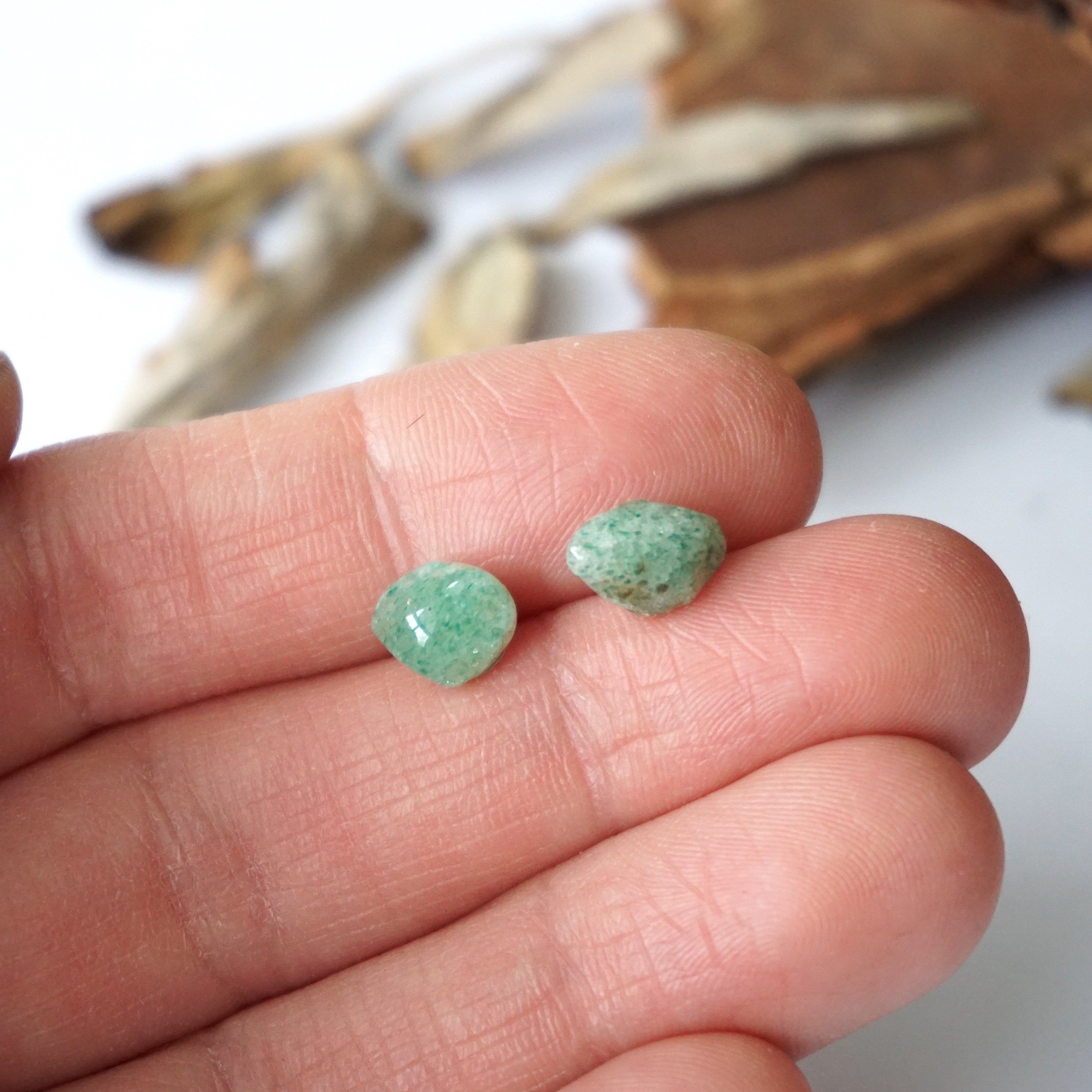 Green Aventurine Stud Earrings - Healing Crystal Post Earrings for Women - Perfect for Daily Wear, Meditation & Energy Balancing
