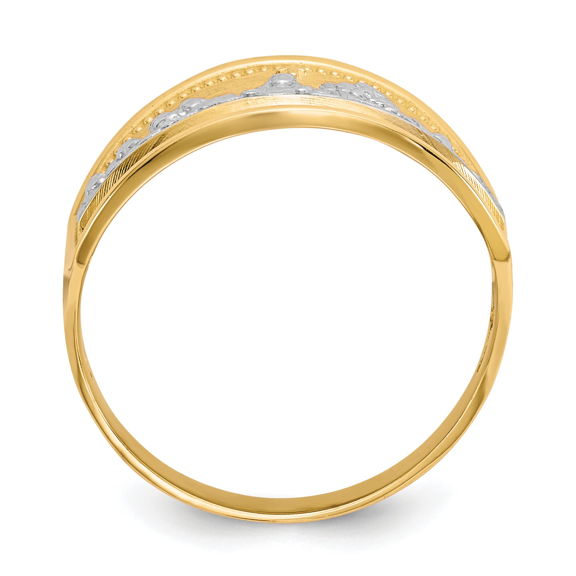 10k Yellow Gold & Rhodium Plated Last Supper Ring for Women - Size 6.0 - Religious Jewelry Gift for Christmas, Baptism & Faith-Based Occasions