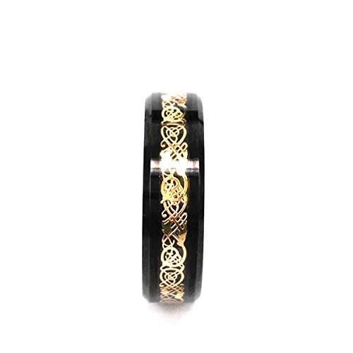 Tungsten Carbide 14K Gold & Silver Plated Dragon Celtic Wedding Ring Set for Men & Women - 2 Piece Band Set for Engagement, Anniversary, and Special Occasions