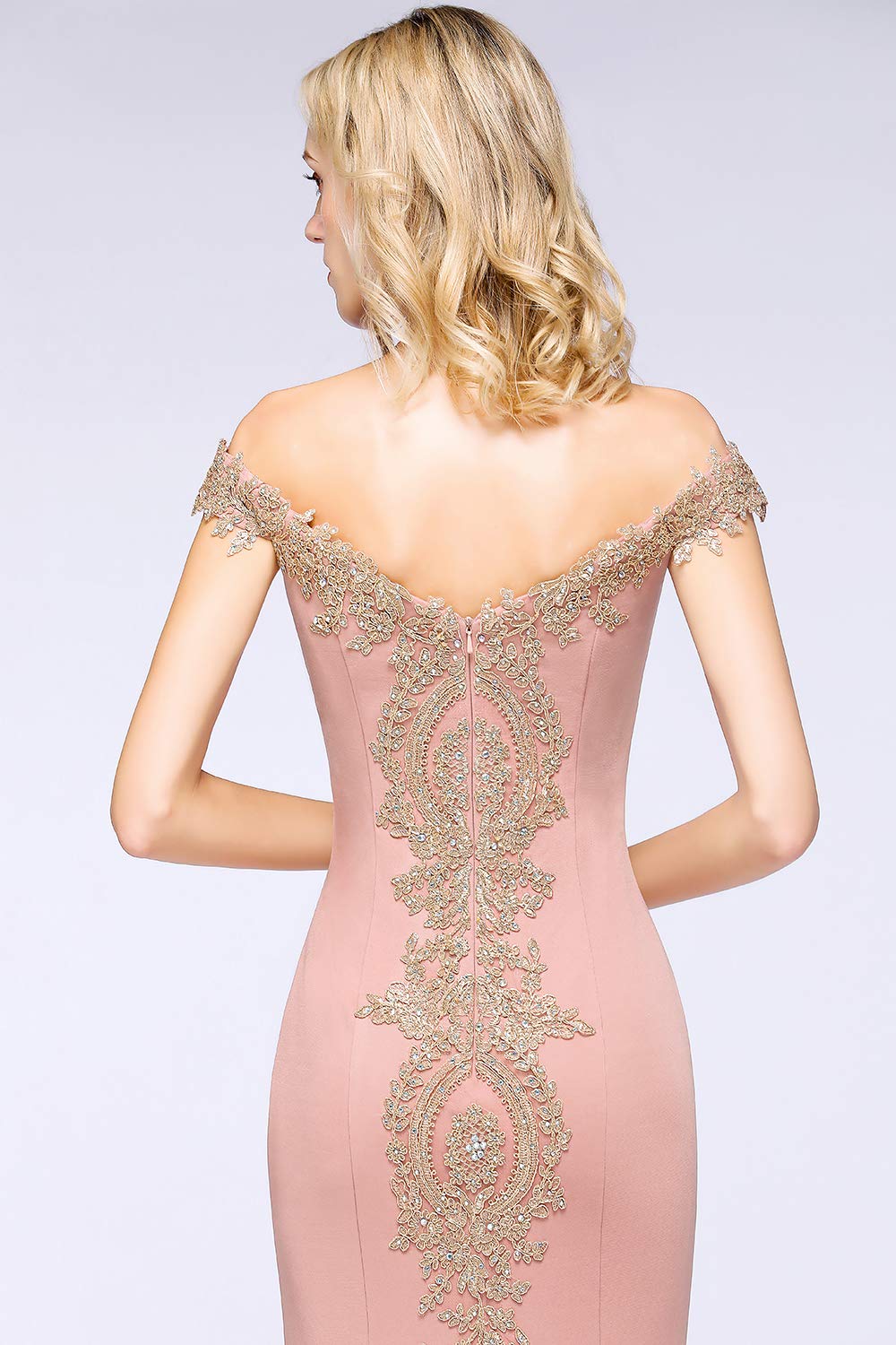 Elegant Off-Shoulder Gold Applique Mermaid Prom Dress for Women - Formal Evening Gown for Wedding, Party & Special Occasions