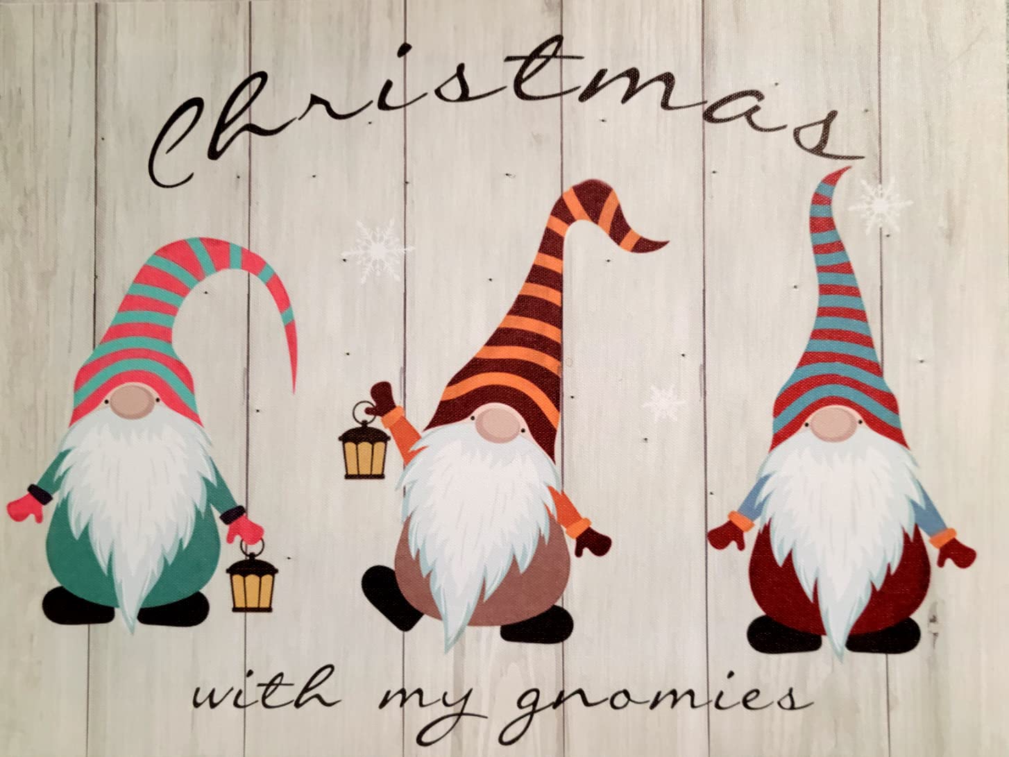 Gnome Lighted LED Canvas Wall Art - Christmas with My Gnomies Holiday Decor - 15.75 x 11.81 Inch Automatic 6-Hour Timer Picture - Battery Powered (AA) - Perfect for Living Room, Bedroom & Christmas Home Decoration