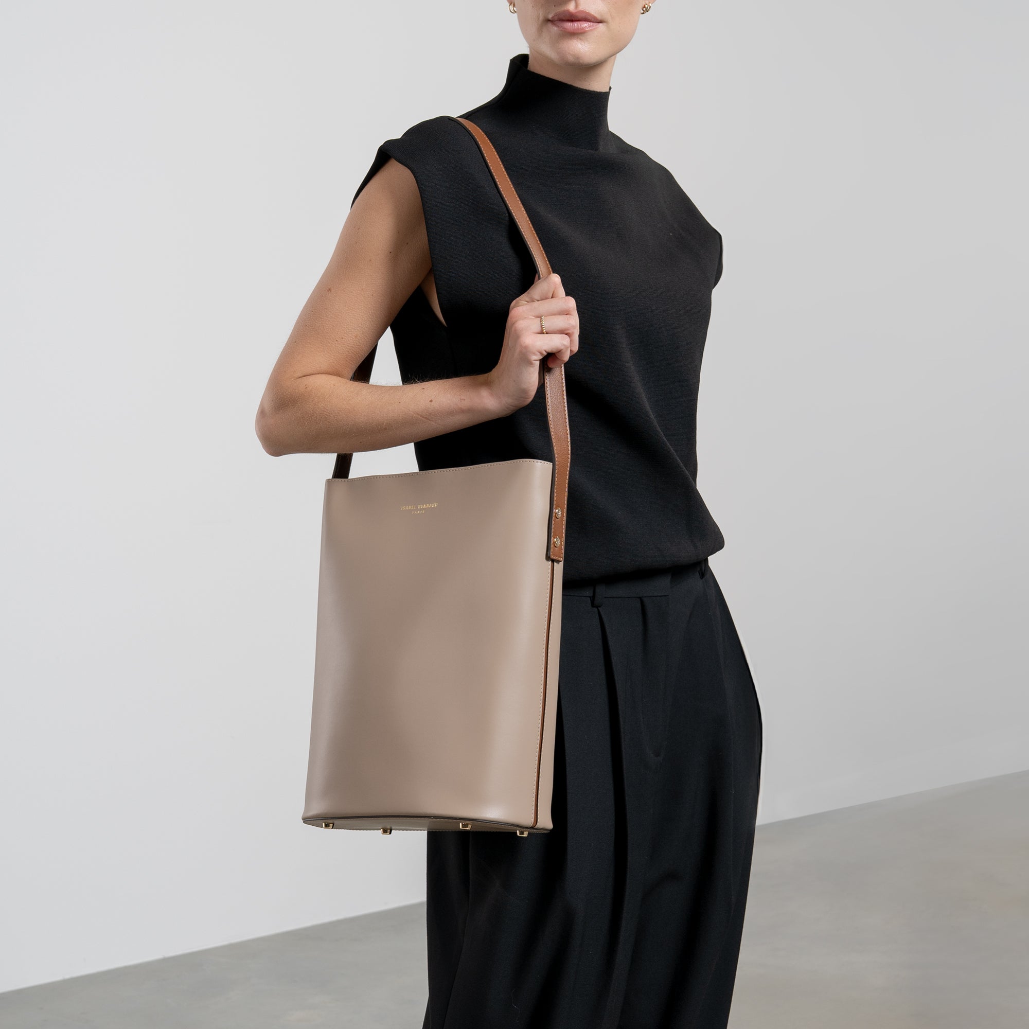 Honoré Lora Taupe Calfskin Leather Shoulder Bag with Laptop Pocket - Stylish Work Tote for Women, Perfect for Office, Business Travel & Everyday Use