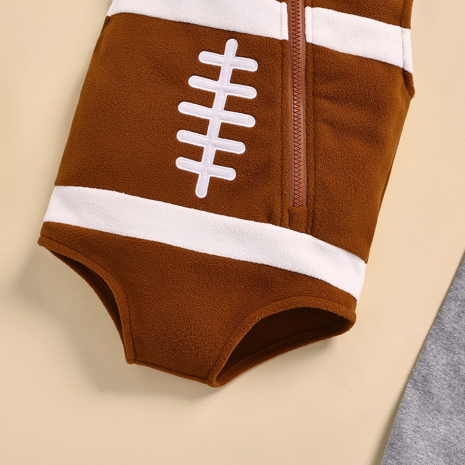 **Baby American Football Rugby Cartoon Romper Set - Hooded Sleeveless Jumpsuit with Zipper & Stockings for Boys & Girls | Game Day Outfit, Sports Theme Party, Casual Playwear**