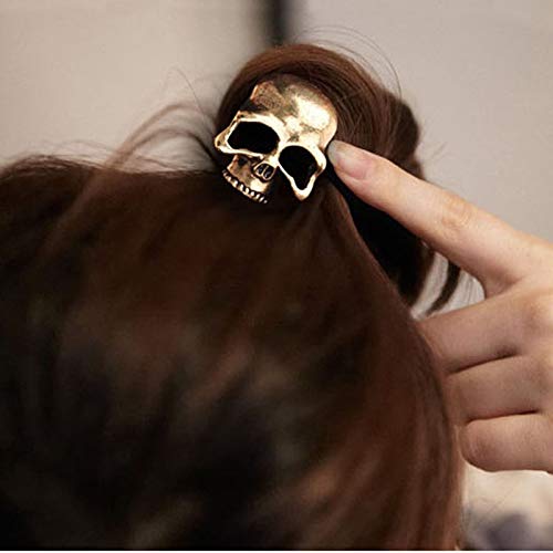 LCUK Retro Metal Punk Gothic Hair Bands - Skull Hair Clip Jewelry Gift for Women - Elastic Hair Accessories for Concerts, Halloween & Gothic Fashion