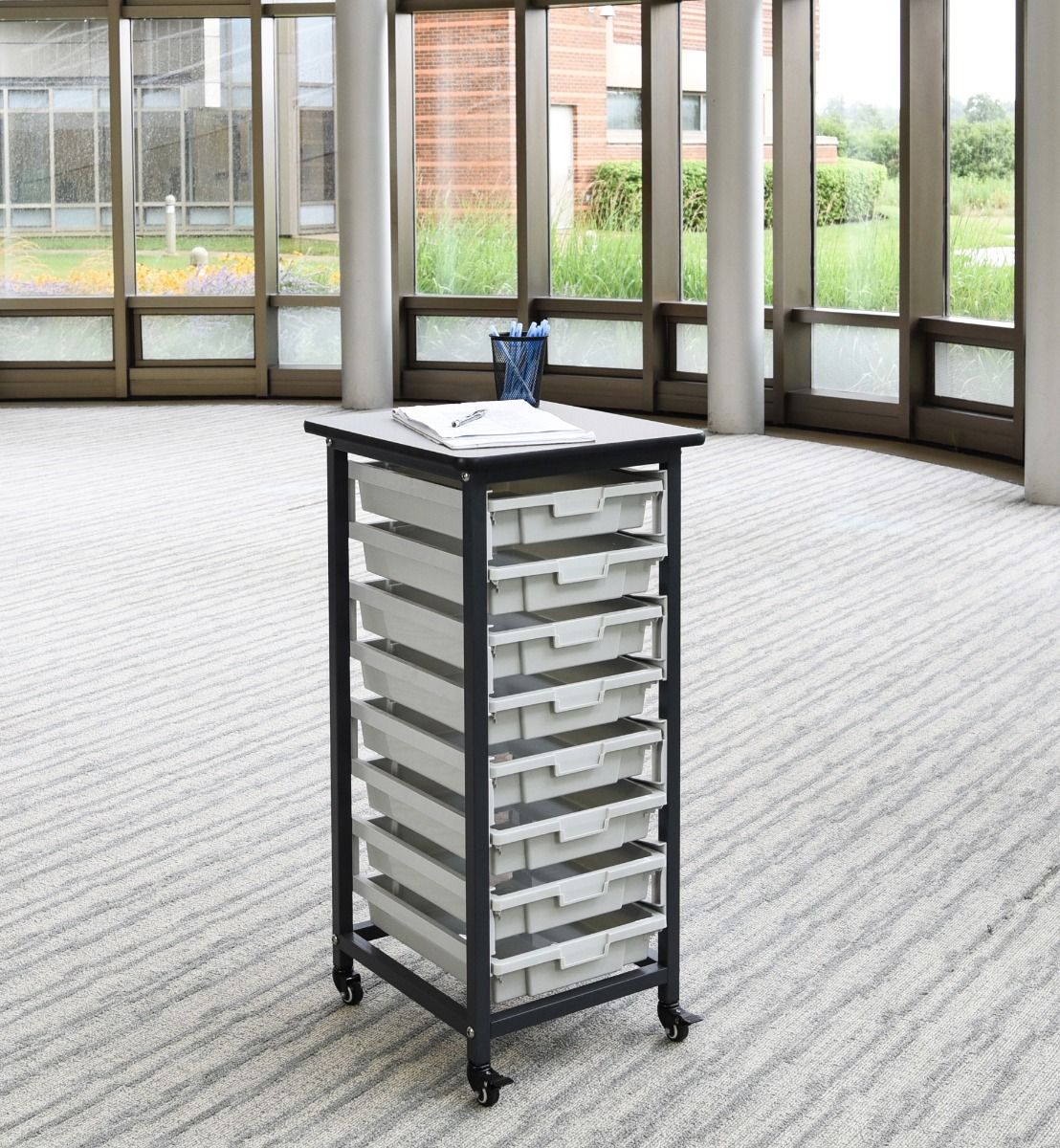 MBS Single Row 8S Mobile Bin System - Durable Storage Solution for Warehouse, Retail & Office Organization