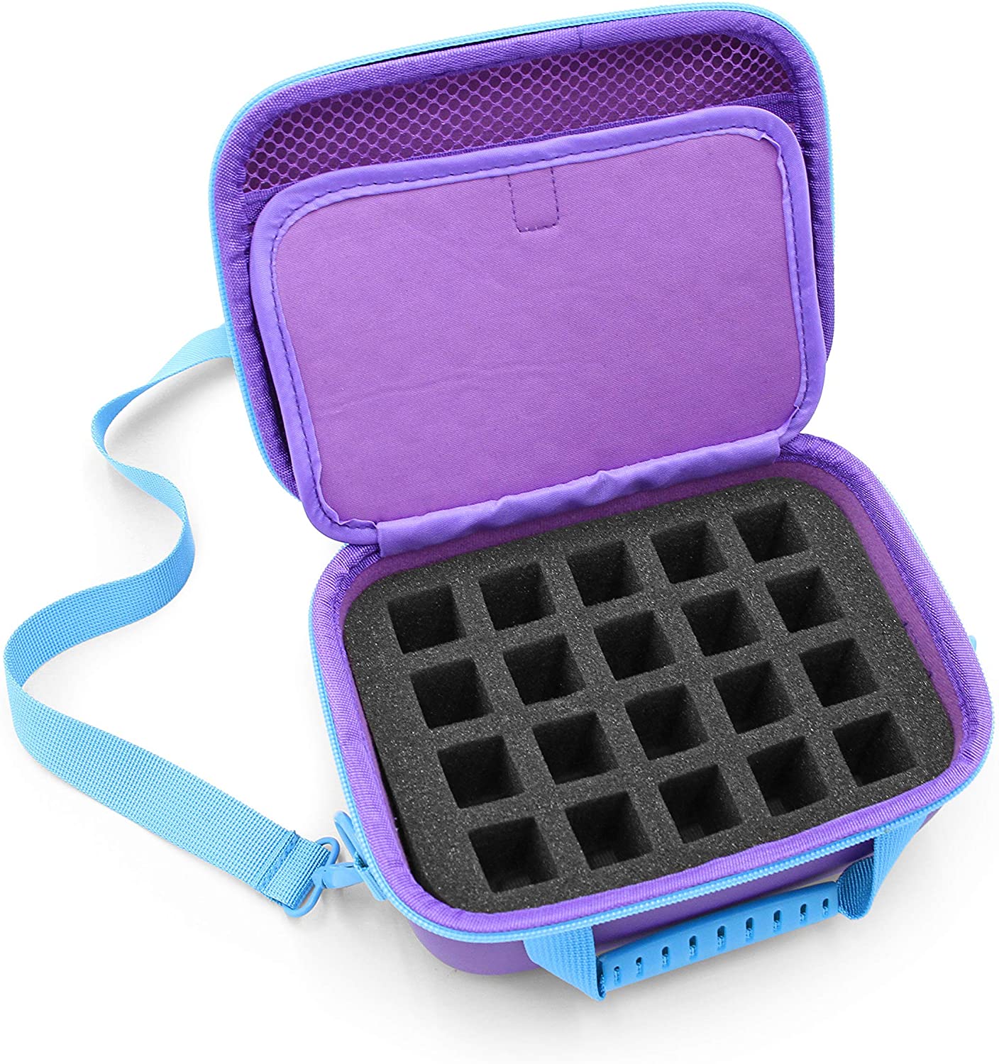 CASEMATIX Nail Polish Organizer Case - 20 Slot Nail Polish Holder with Padded Foam & Adjustable Shoulder Strap - Perfect for Travel, Salon Professionals & At-Home Manicures