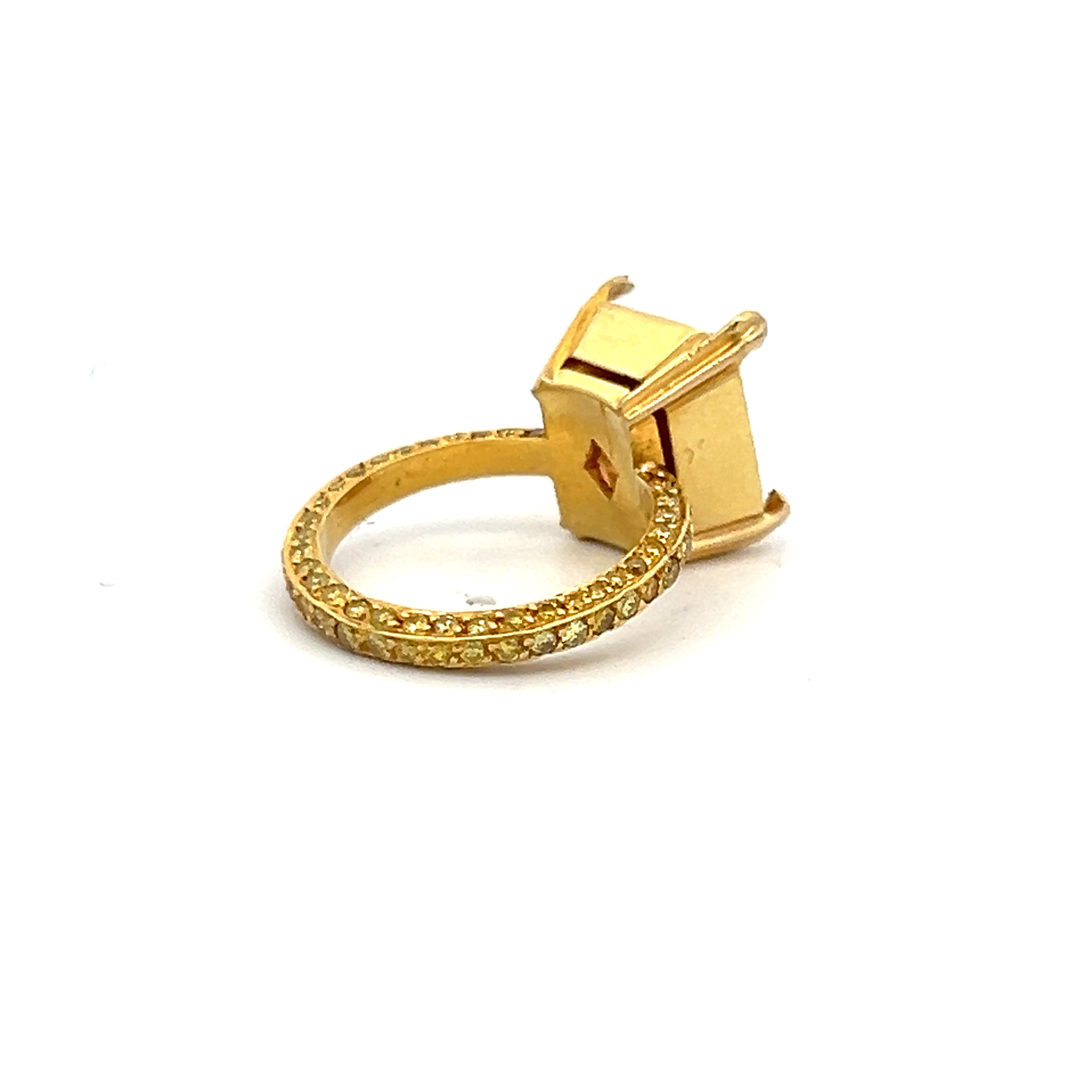 0.77 Carat Round Brilliant Fancy Yellow VS1 Diamond 18K Yellow Gold Semi Mount Ring - Perfect for Engagement, Wedding & Anniversary Gifts