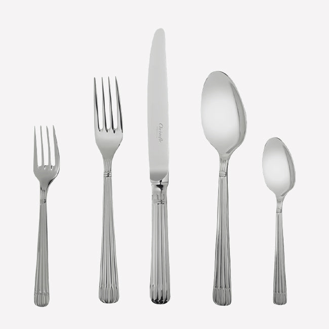 Christofle Osiris 5-Piece Flatware Set - Premium Stainless Steel Cutlery for Fine Dining & Elegant Table Settings